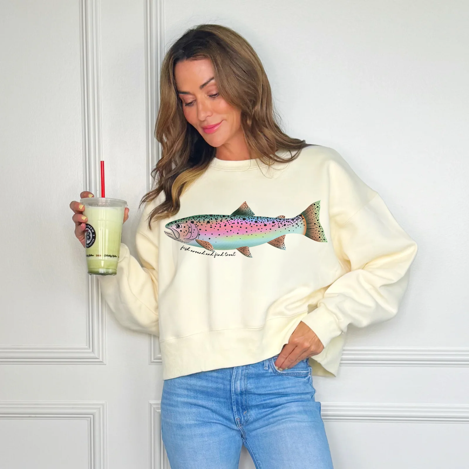 Rainbow Trout Crop Sweatshirt