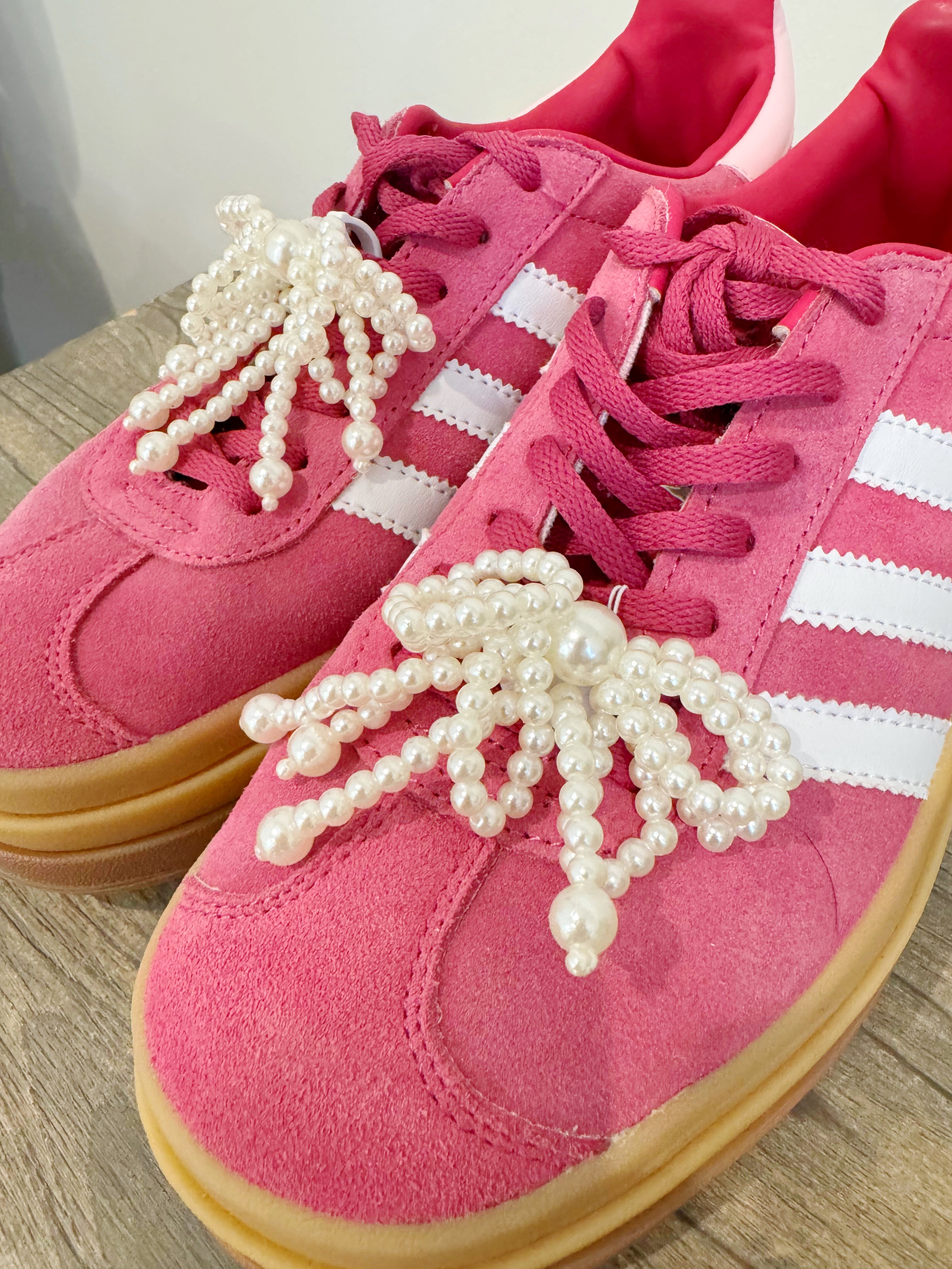 Pearl Bow Ribbon Shoe Charm