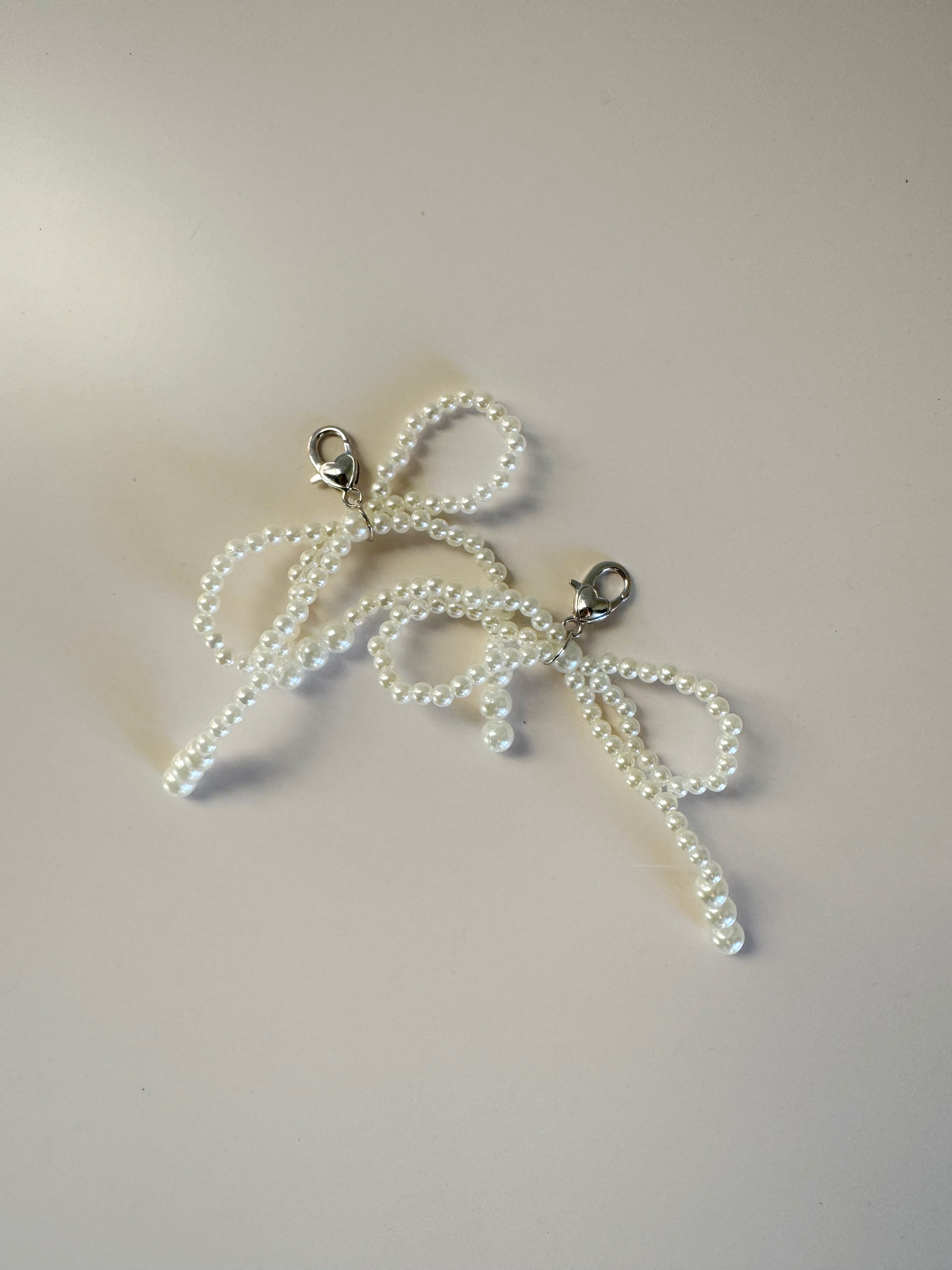 Pearl Bow Ribbon Shoe Charm