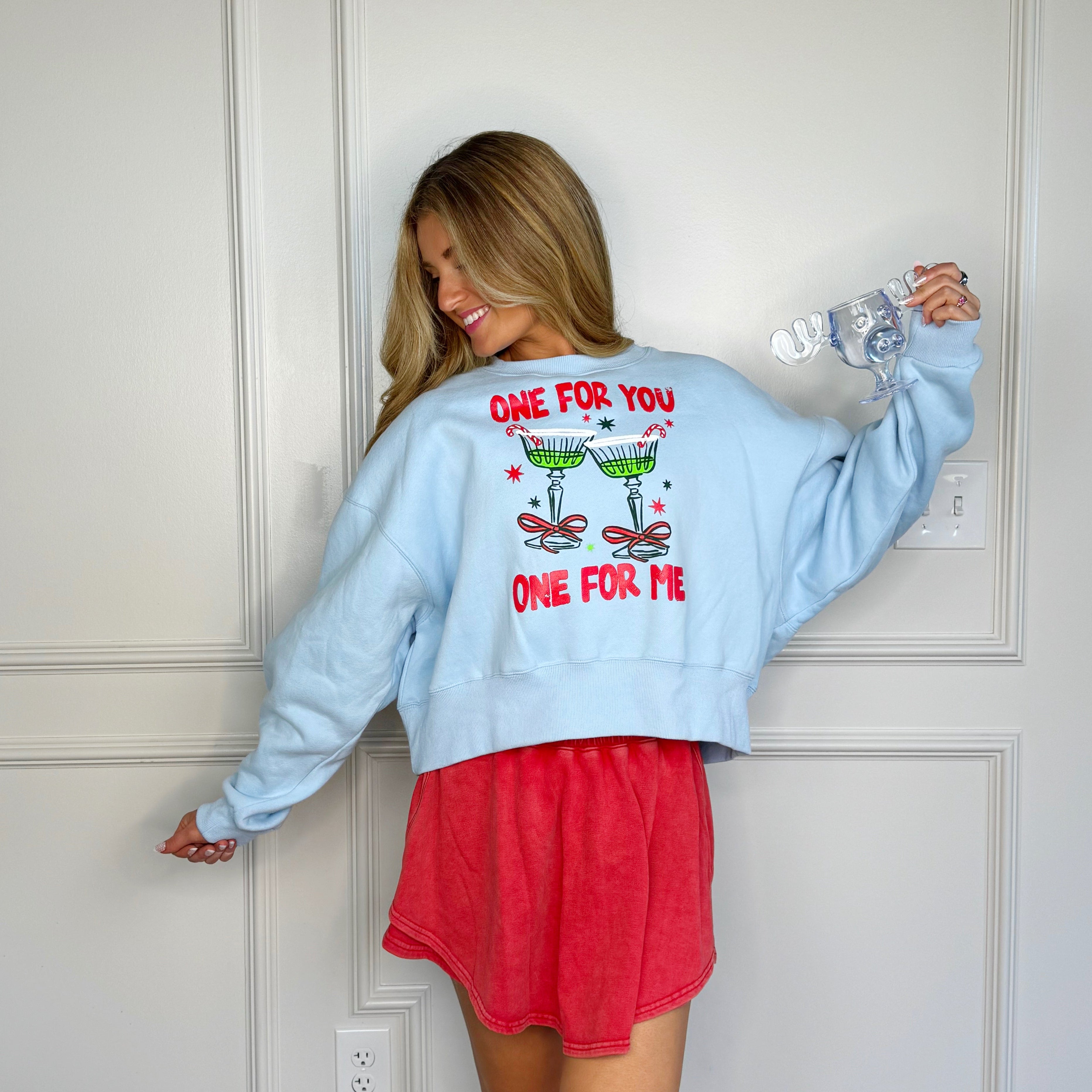 One For You Cocktail Crop Sweatshirt
