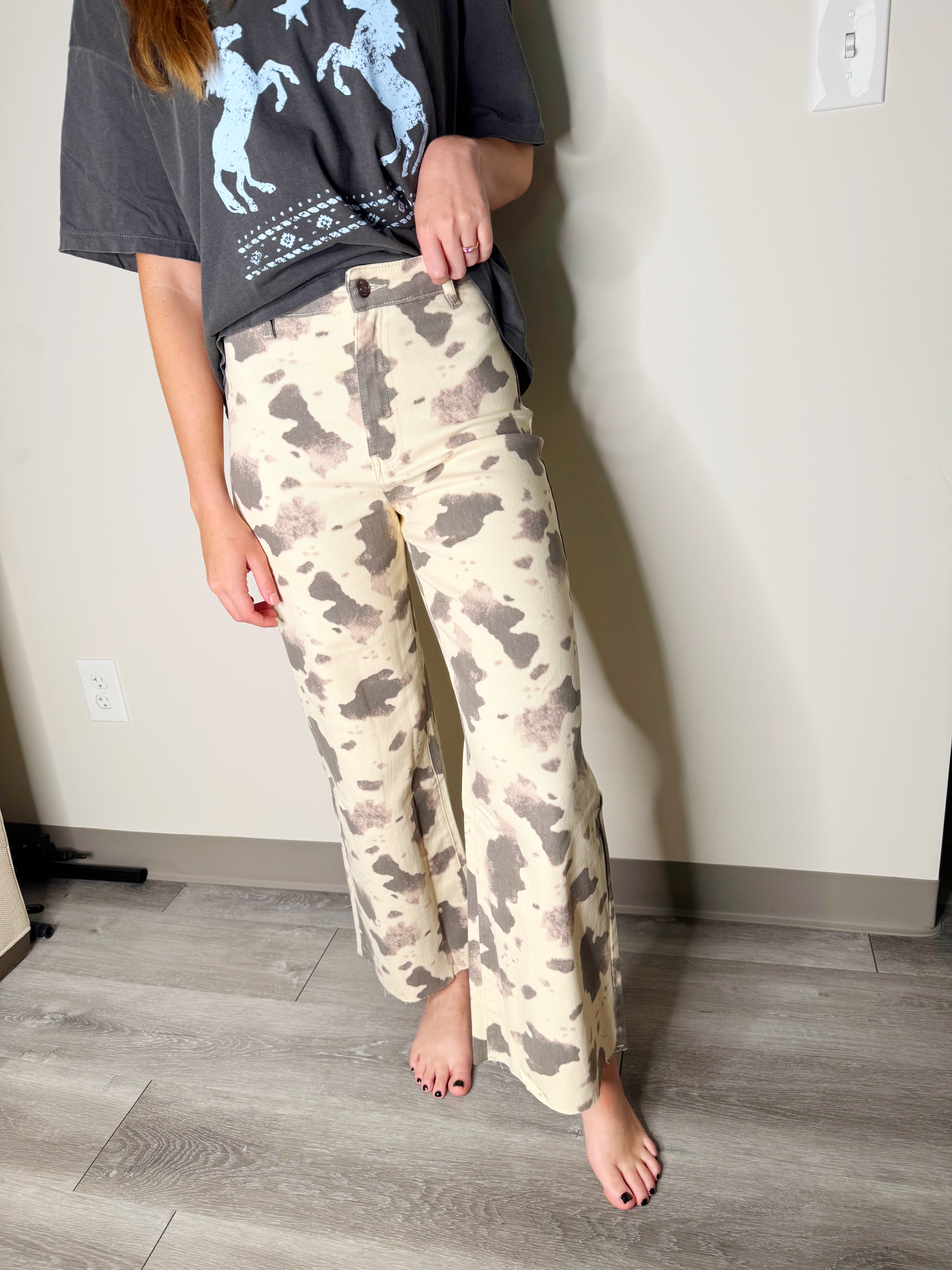Cow Wide Leg Denim Pant