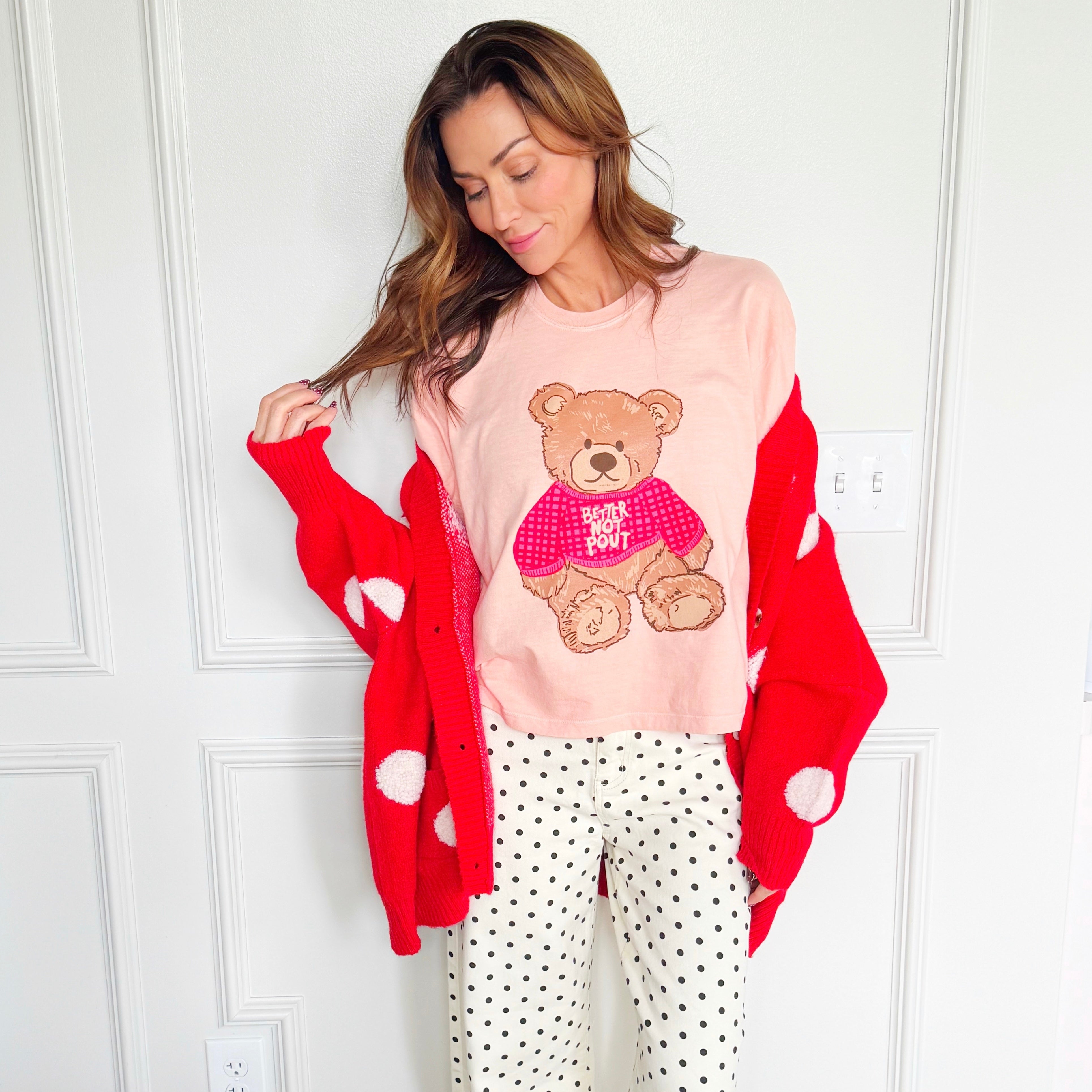 Teddy Better Not Pout Crop Tee