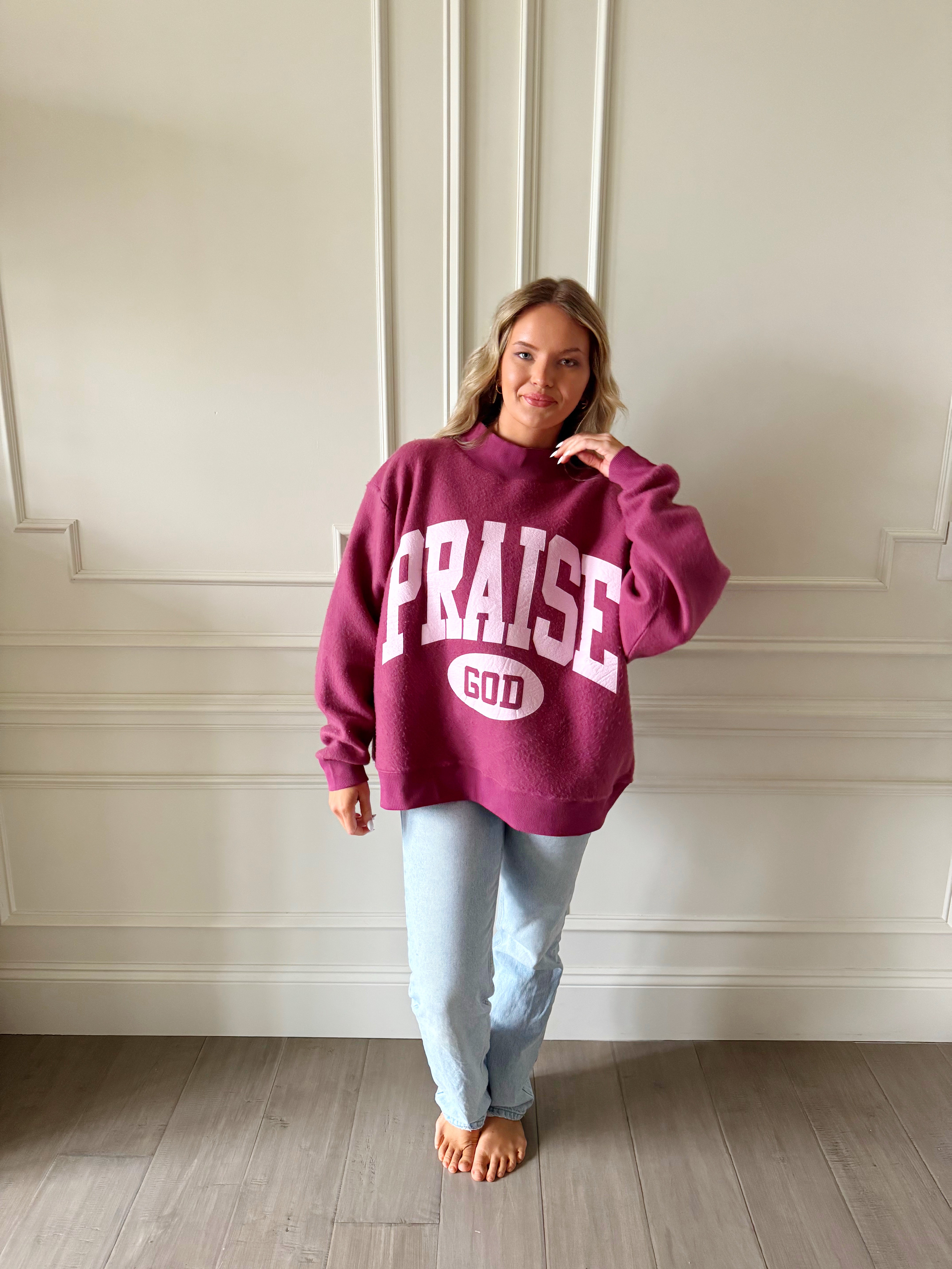 Praise God 2-Sided Mock Sweatshirt - Pre Order!