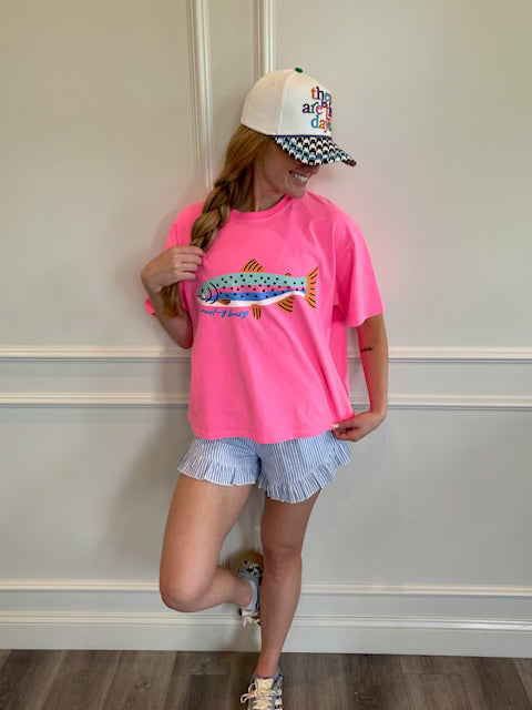 Reel Cute Rainbow Trout Crop Tee - Pre Order