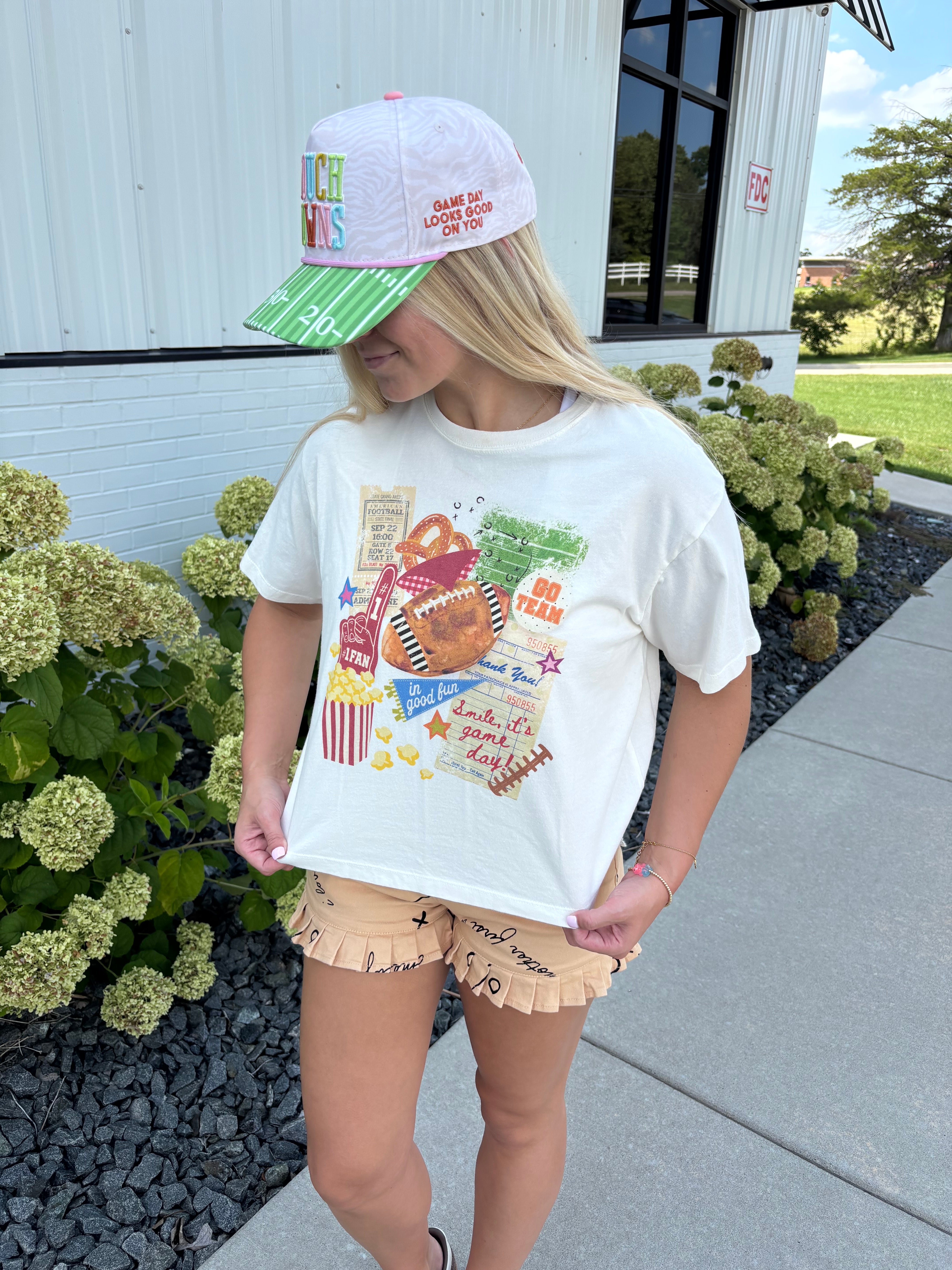 Football Collage Crop Tee