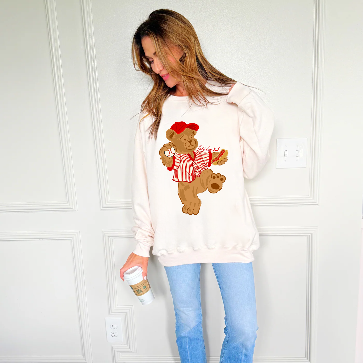 Red Baseball Teddy Sweatshirt