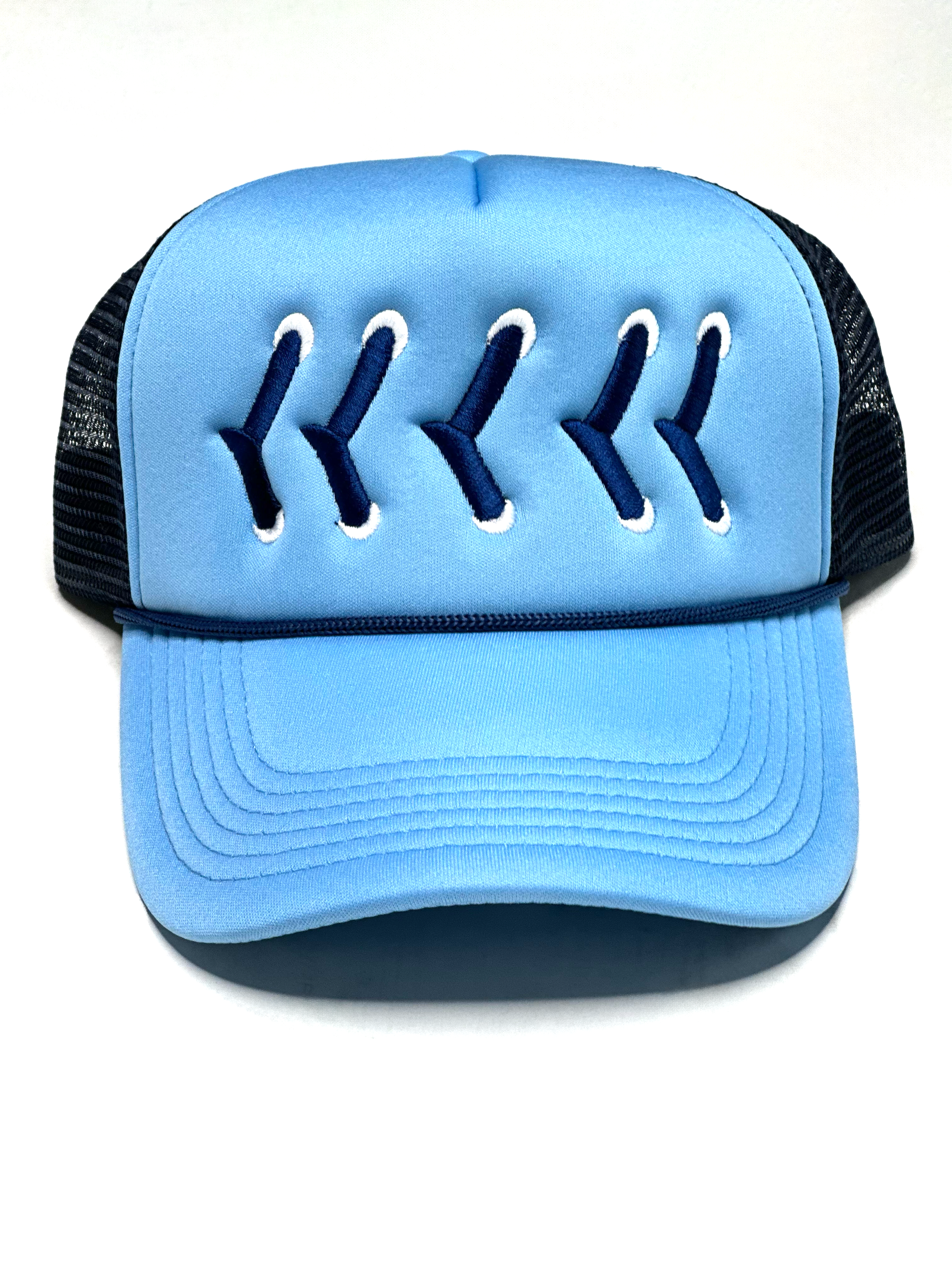 Ball Stitch Blue Trucker Hat