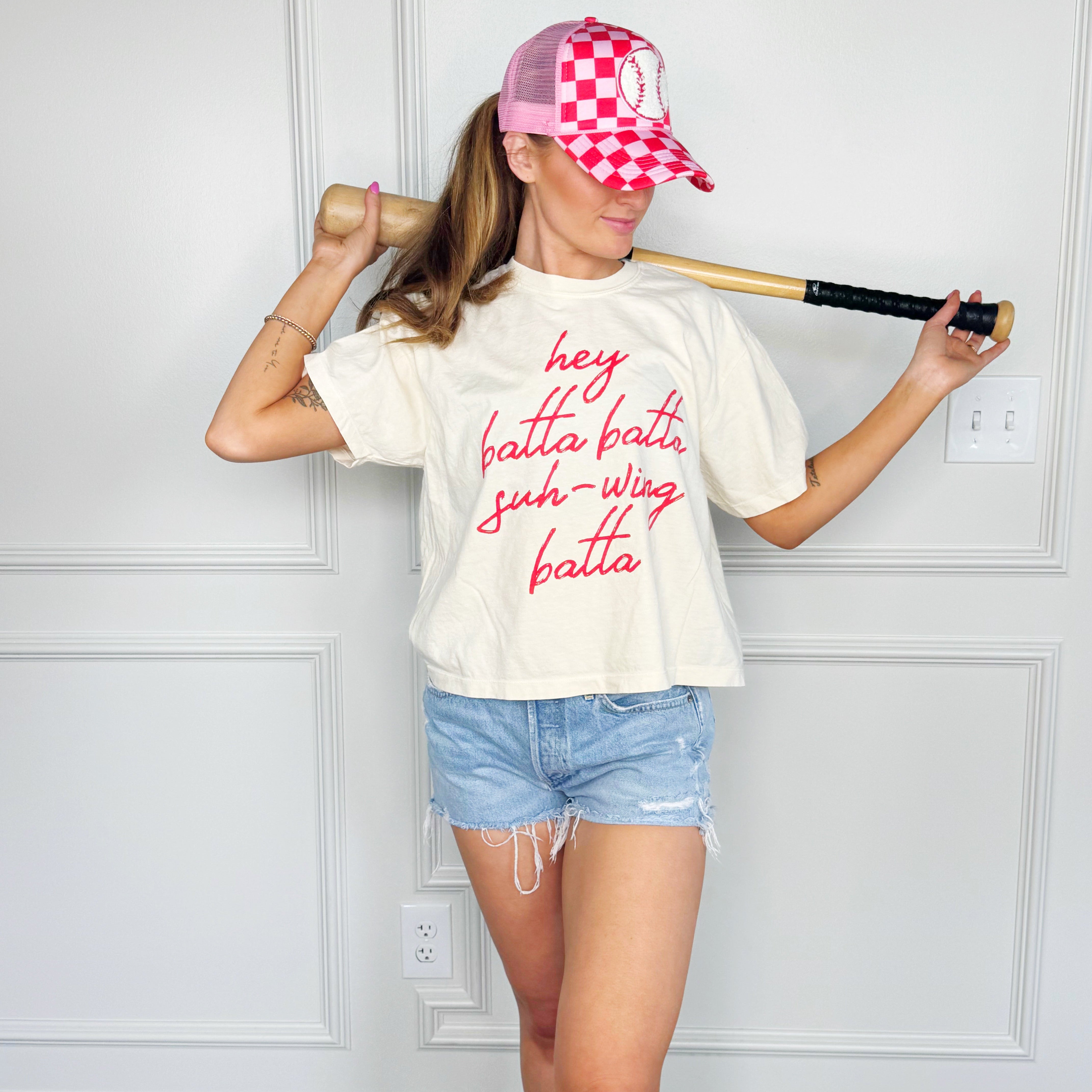 Hey Batta Swing Batta Crop Tee