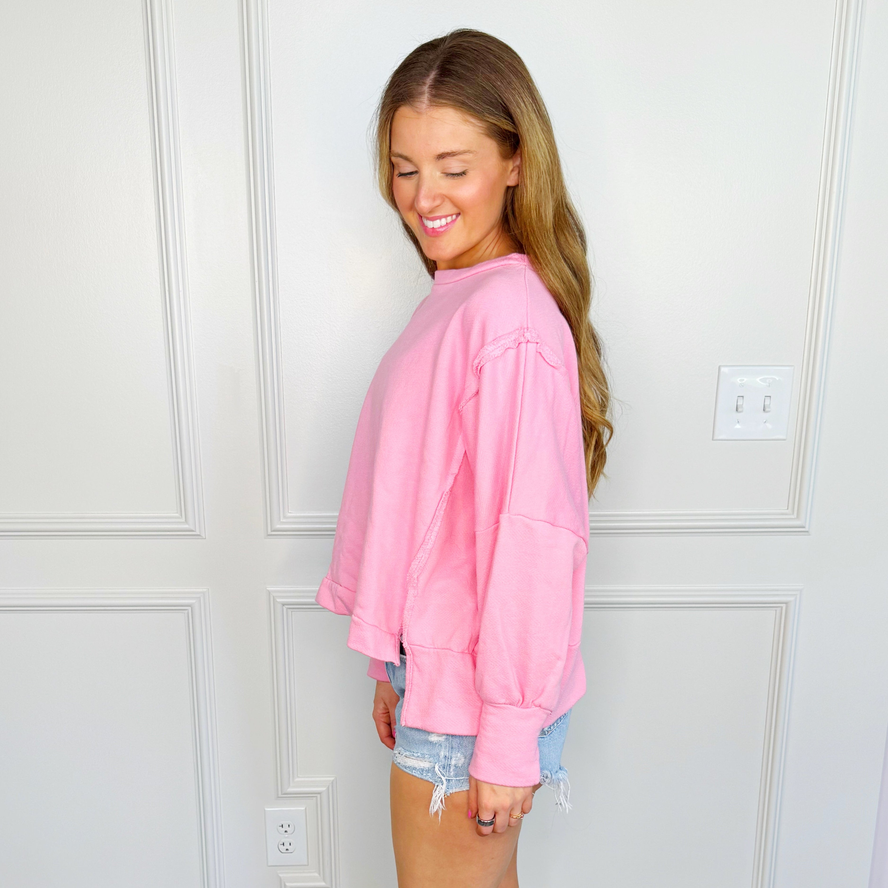 Hi-Low Terry Pink Top