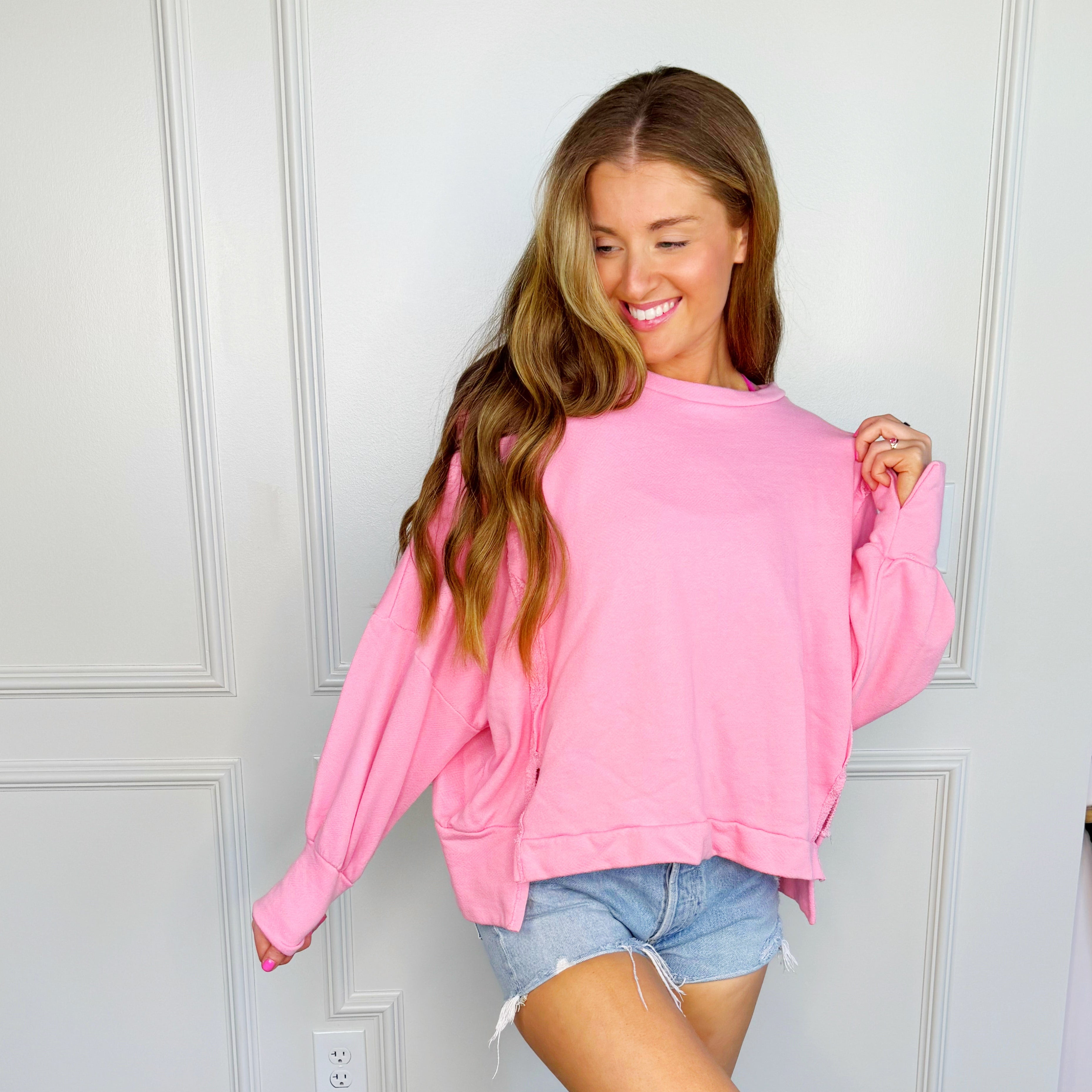Hi-Low Terry Pink Top