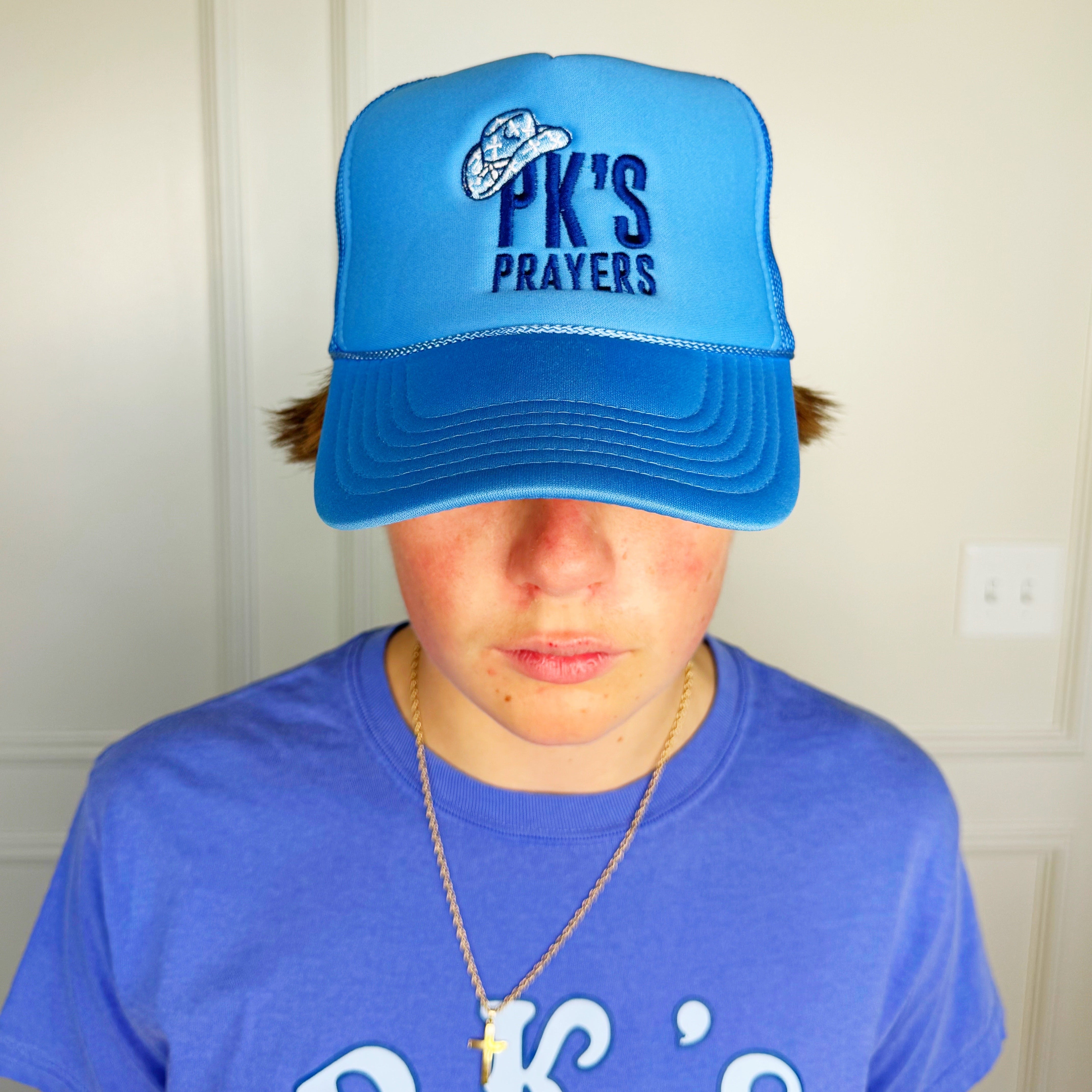 PK's Prayers Light Blue Youth & Adult Trucker Hat