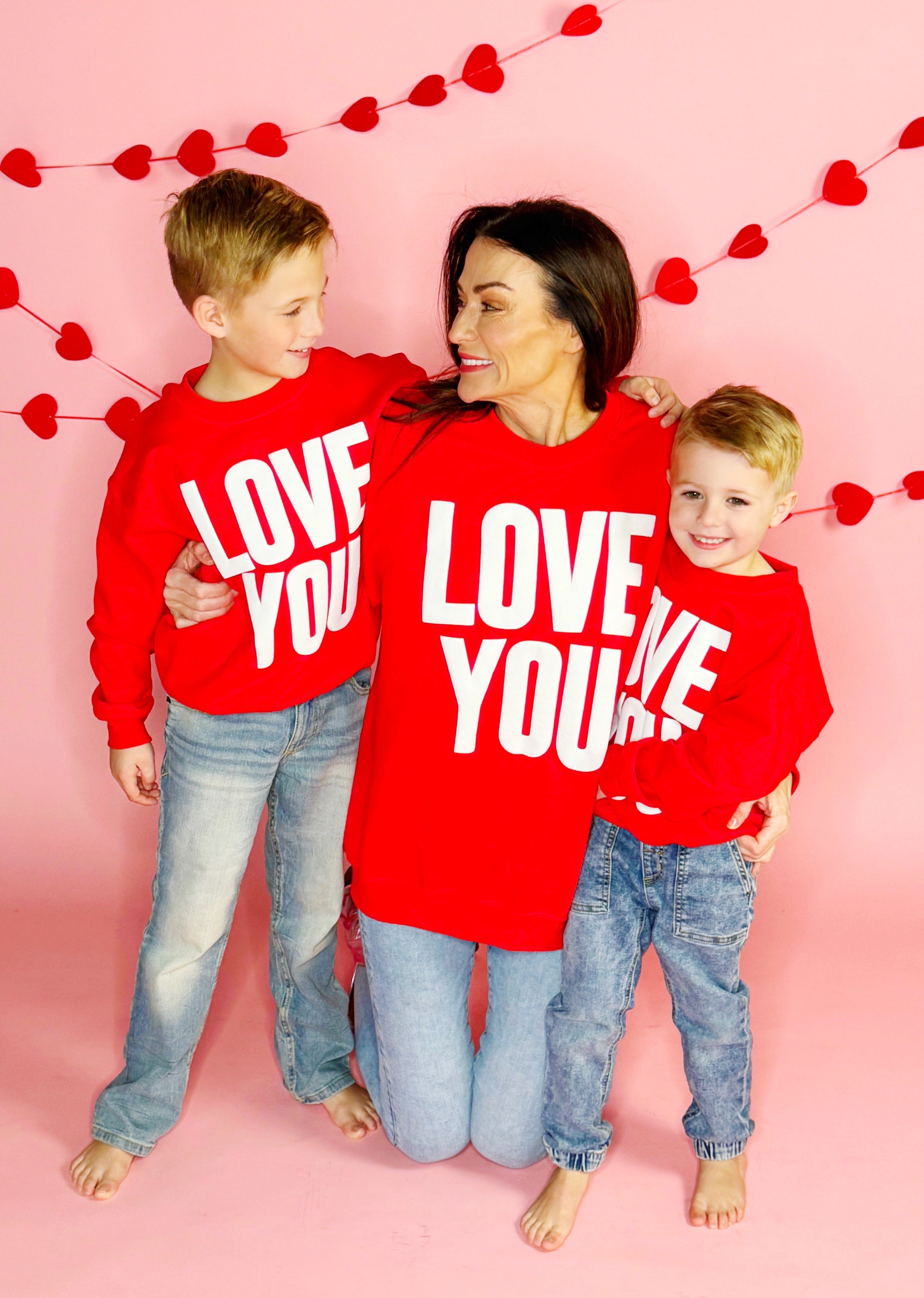 Red Love You Puff Youth and Adult Sweatshirt
