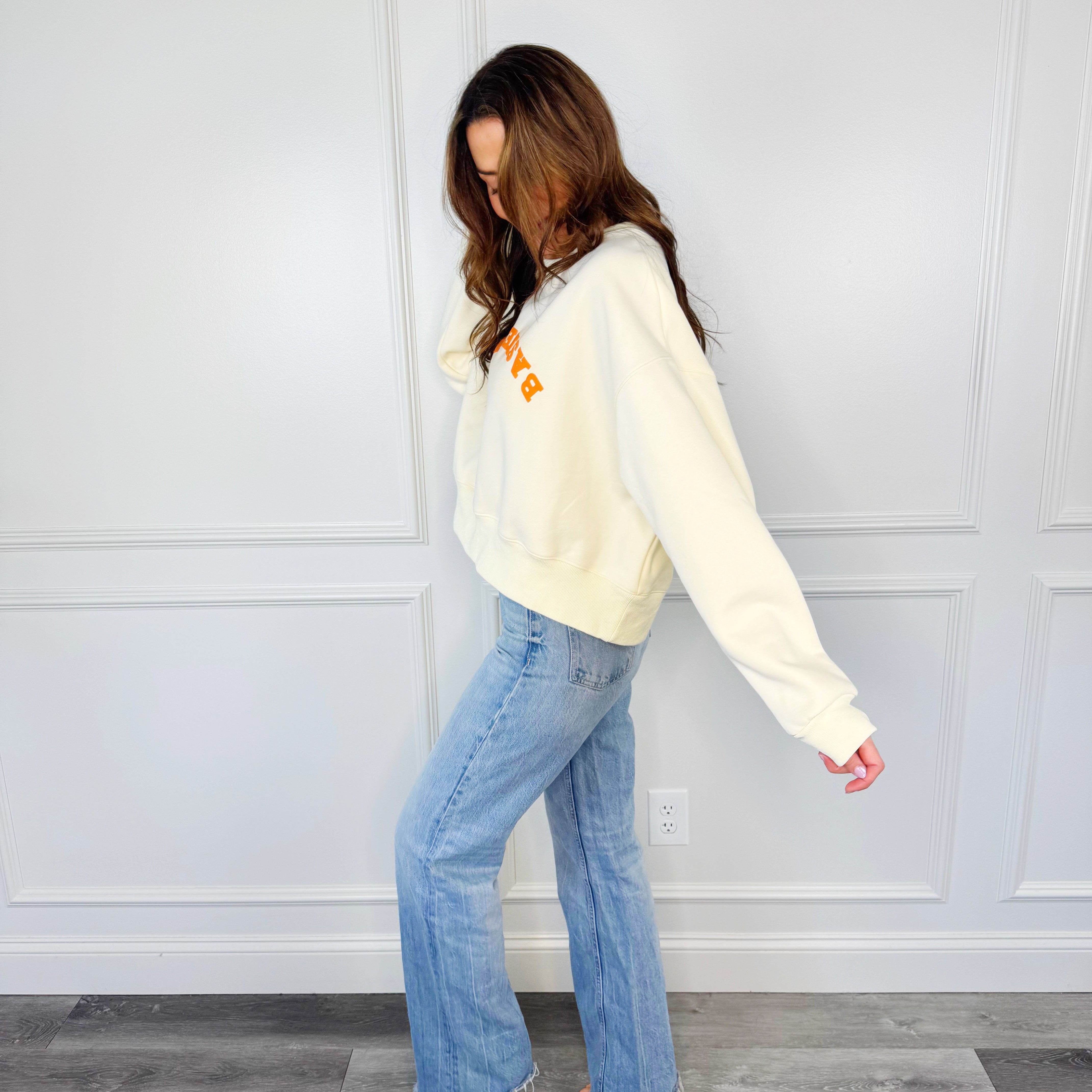 Upside Down Puff Basketball Cropped Sweatshirt