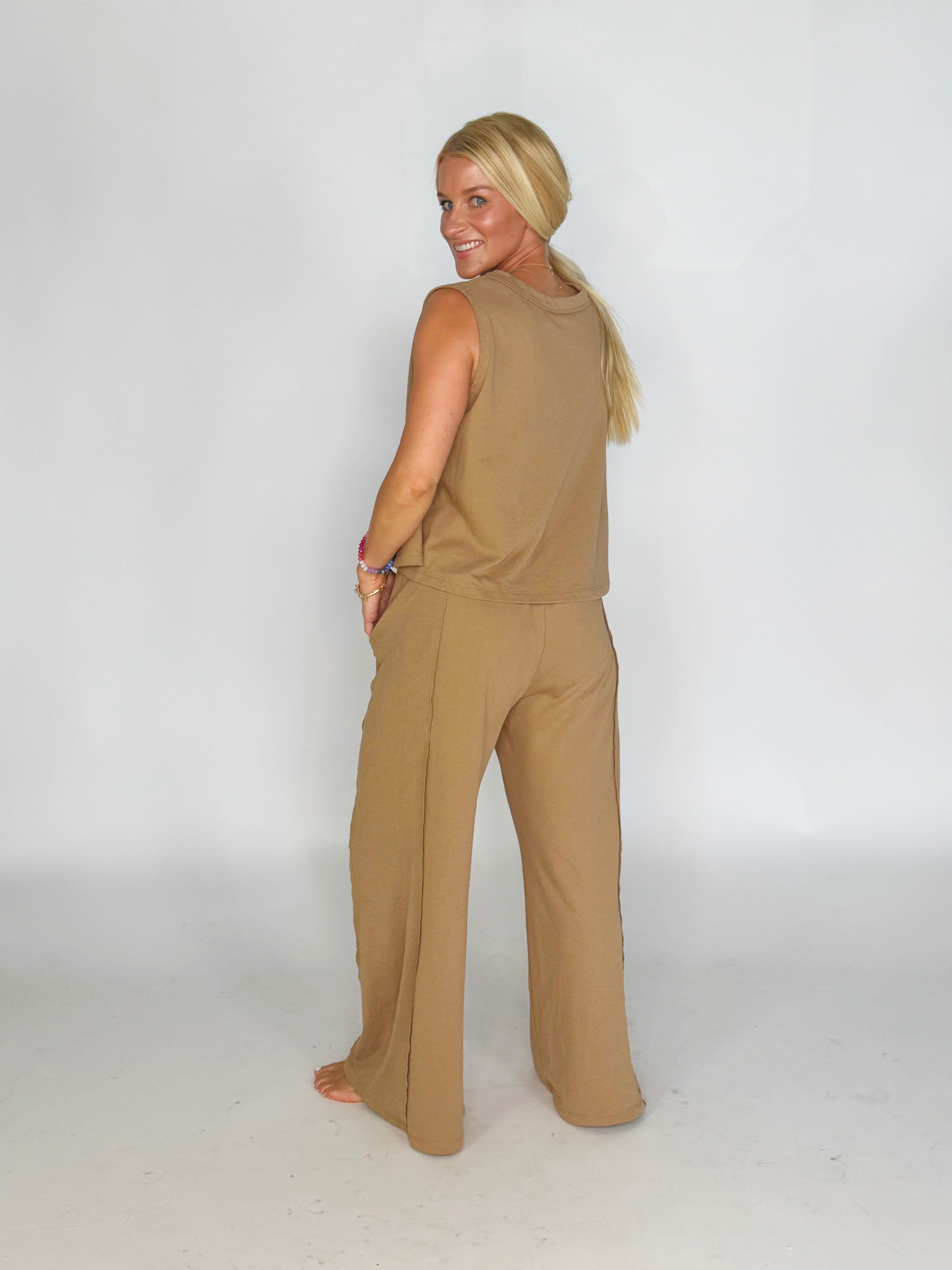 Dark Tan Flowy Pant