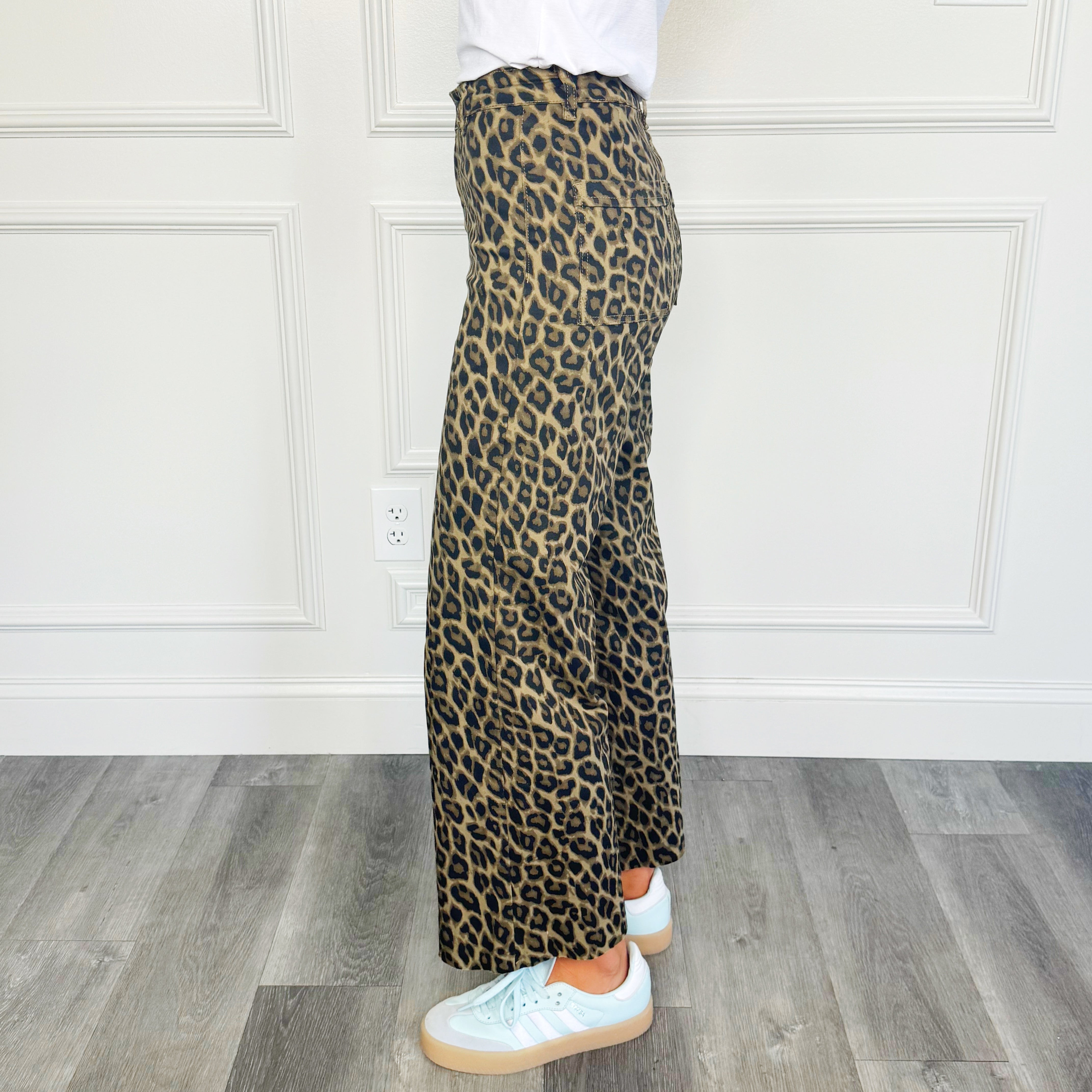 Leopard Wide Leg Denim Pant