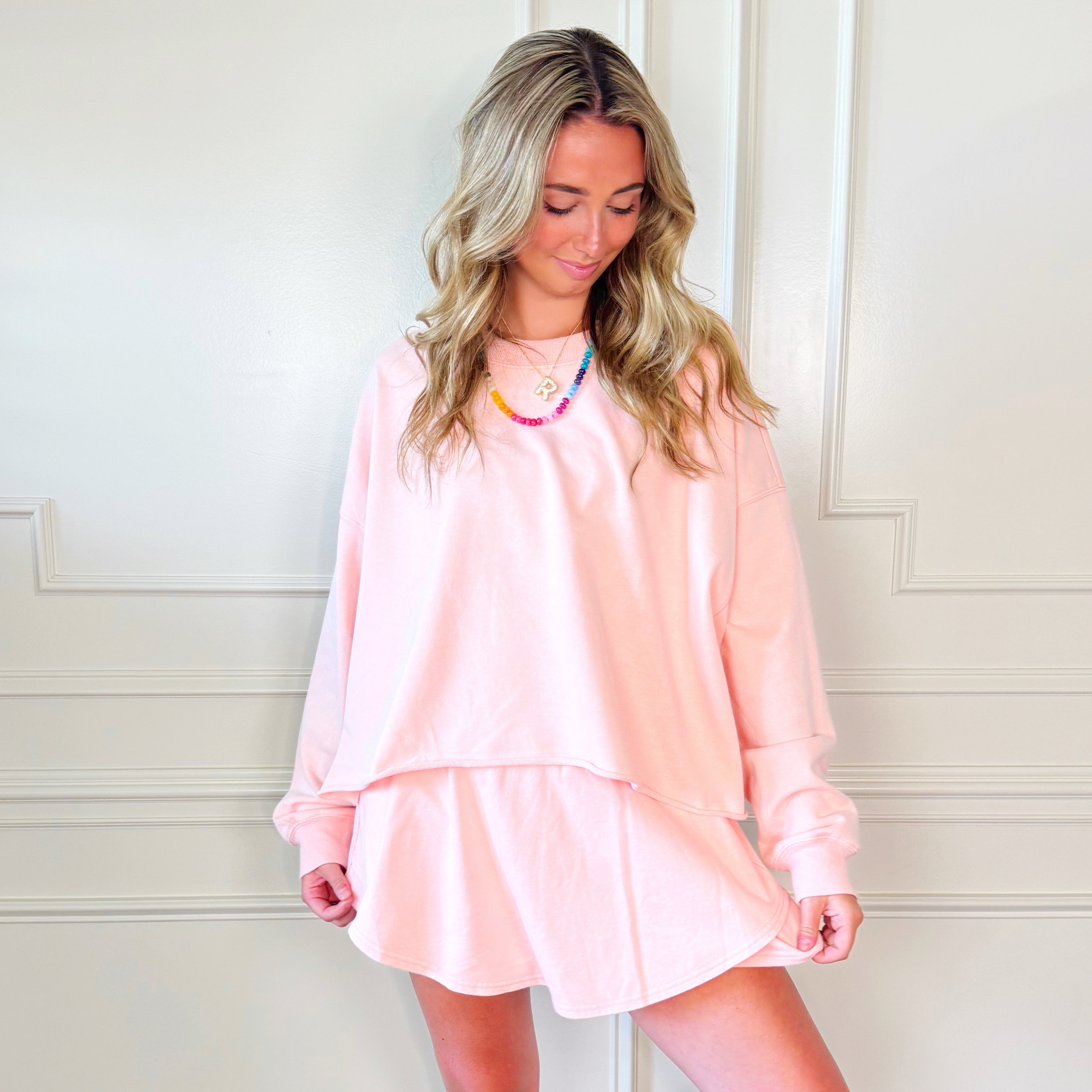 Peachy Pink Long Sleeve Crop