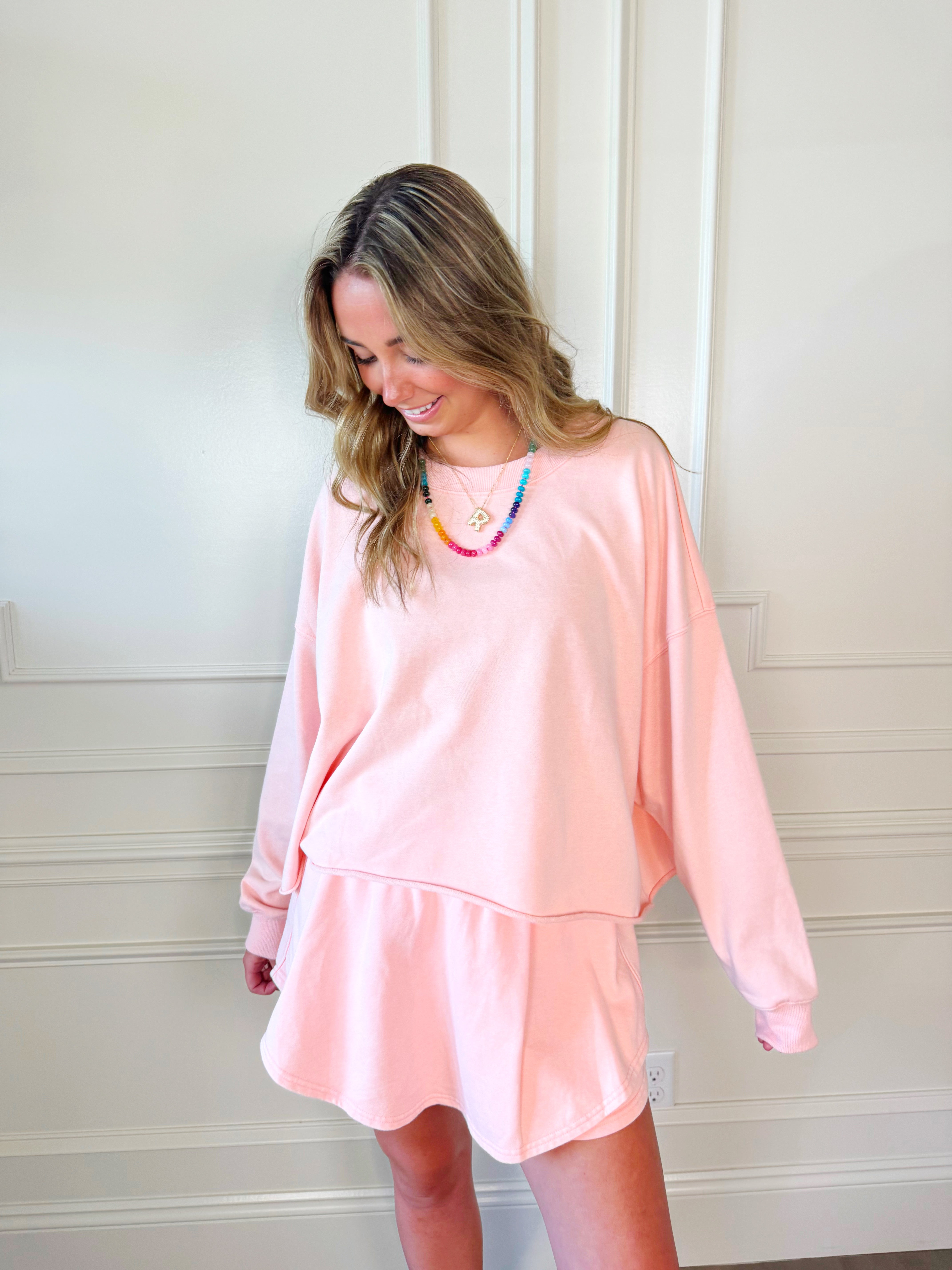 Peachy Pink Long Sleeve Crop