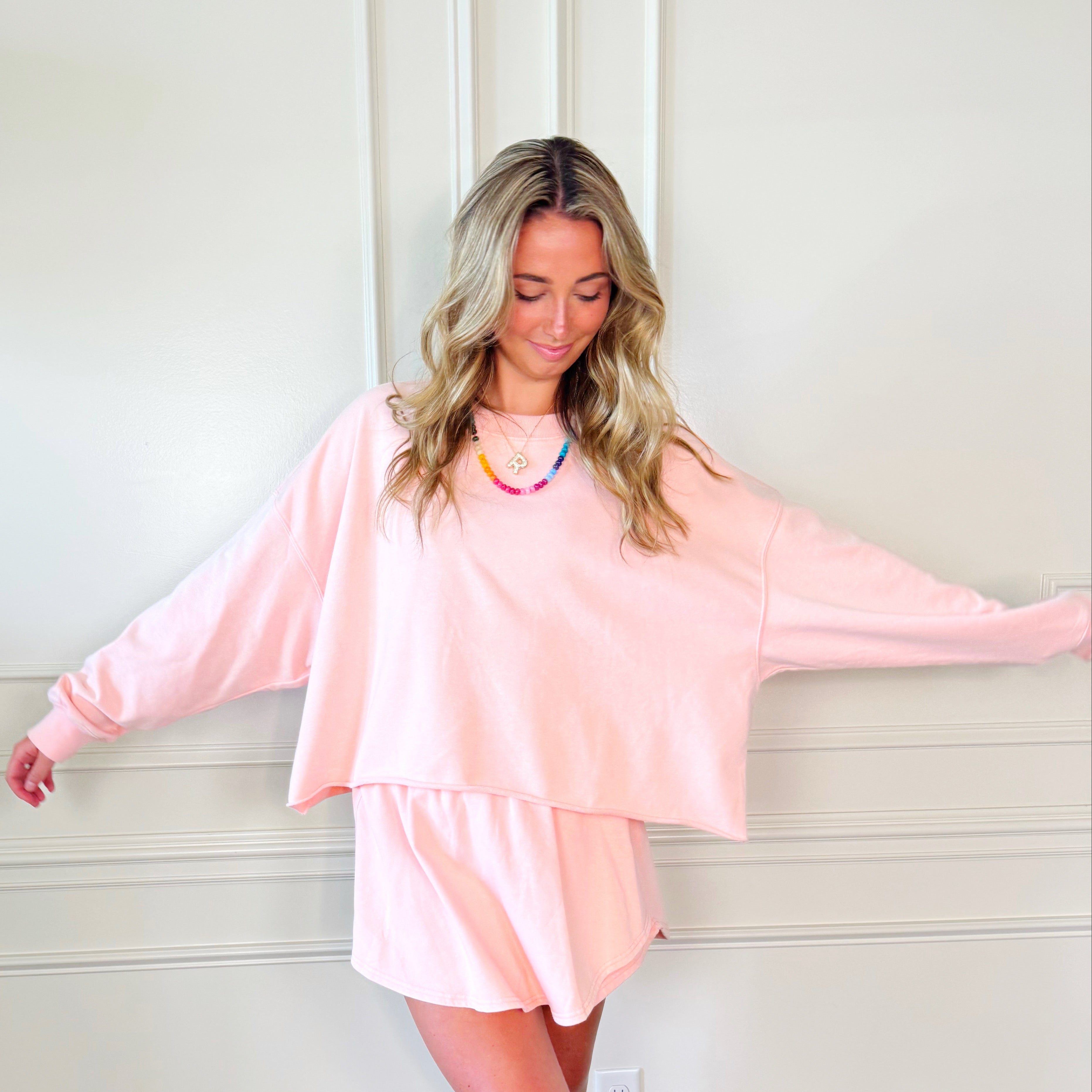 Peachy Pink Long Sleeve Crop