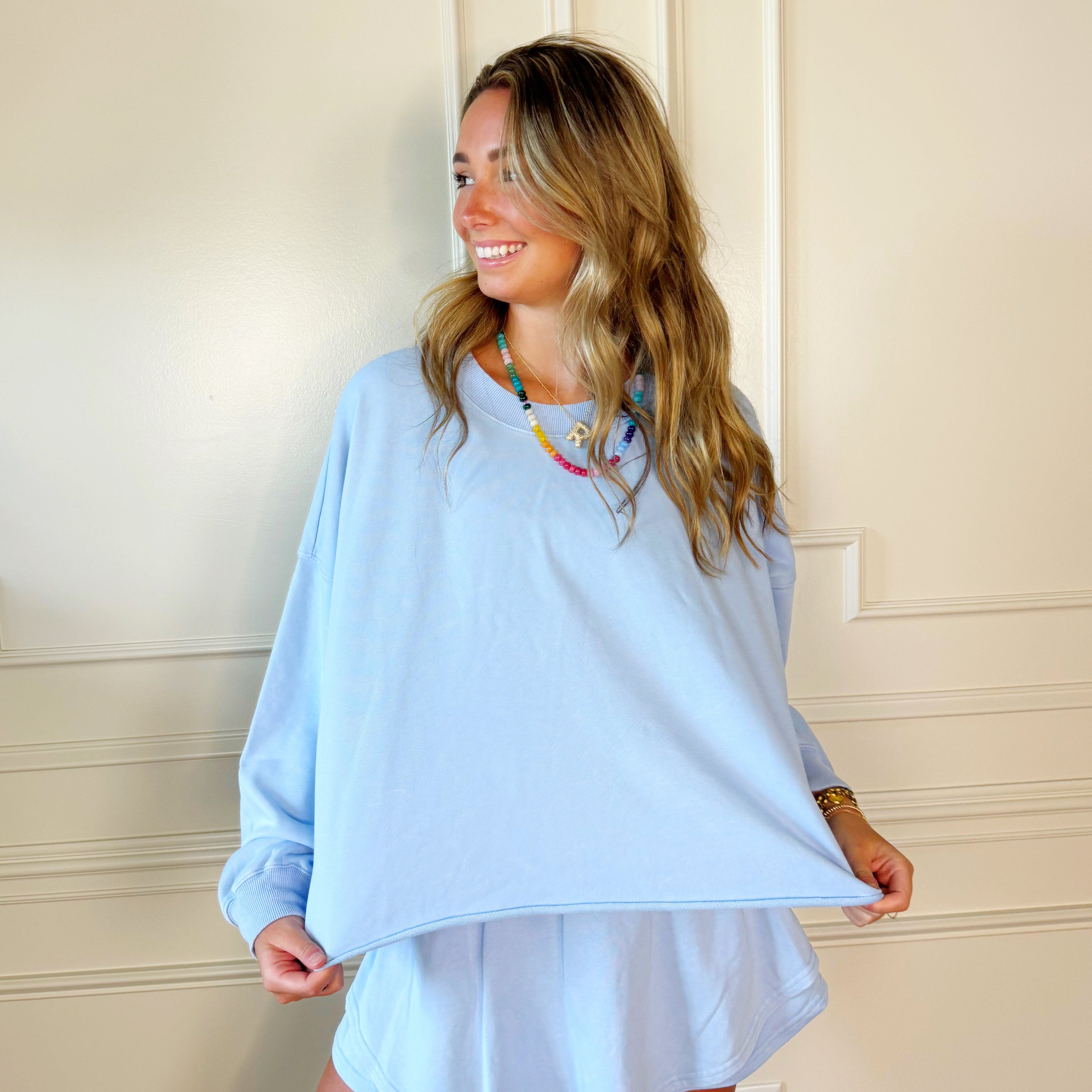 Powder Blue Long Sleeve Crop