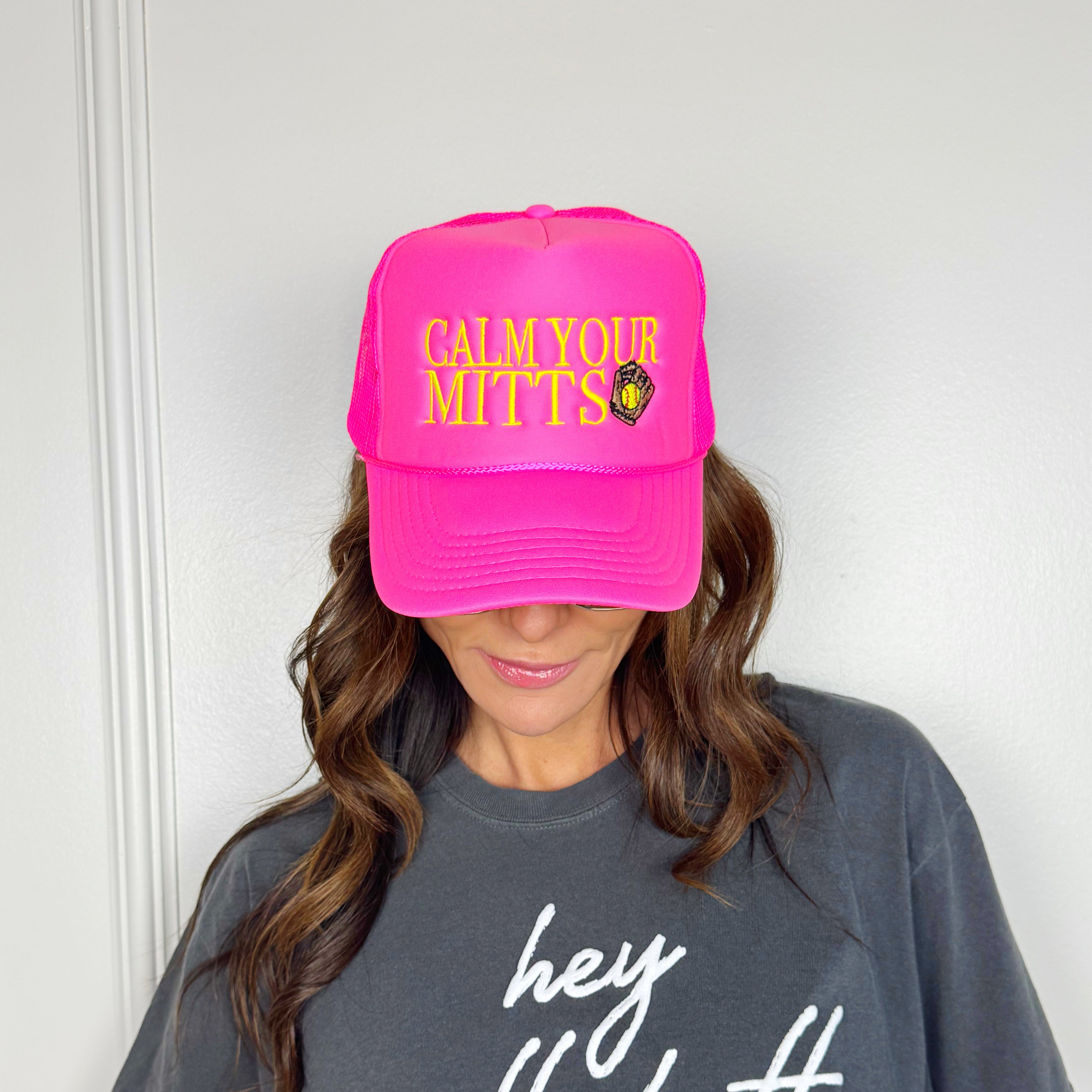 Softball Calm Your Mitts Trucker Hat