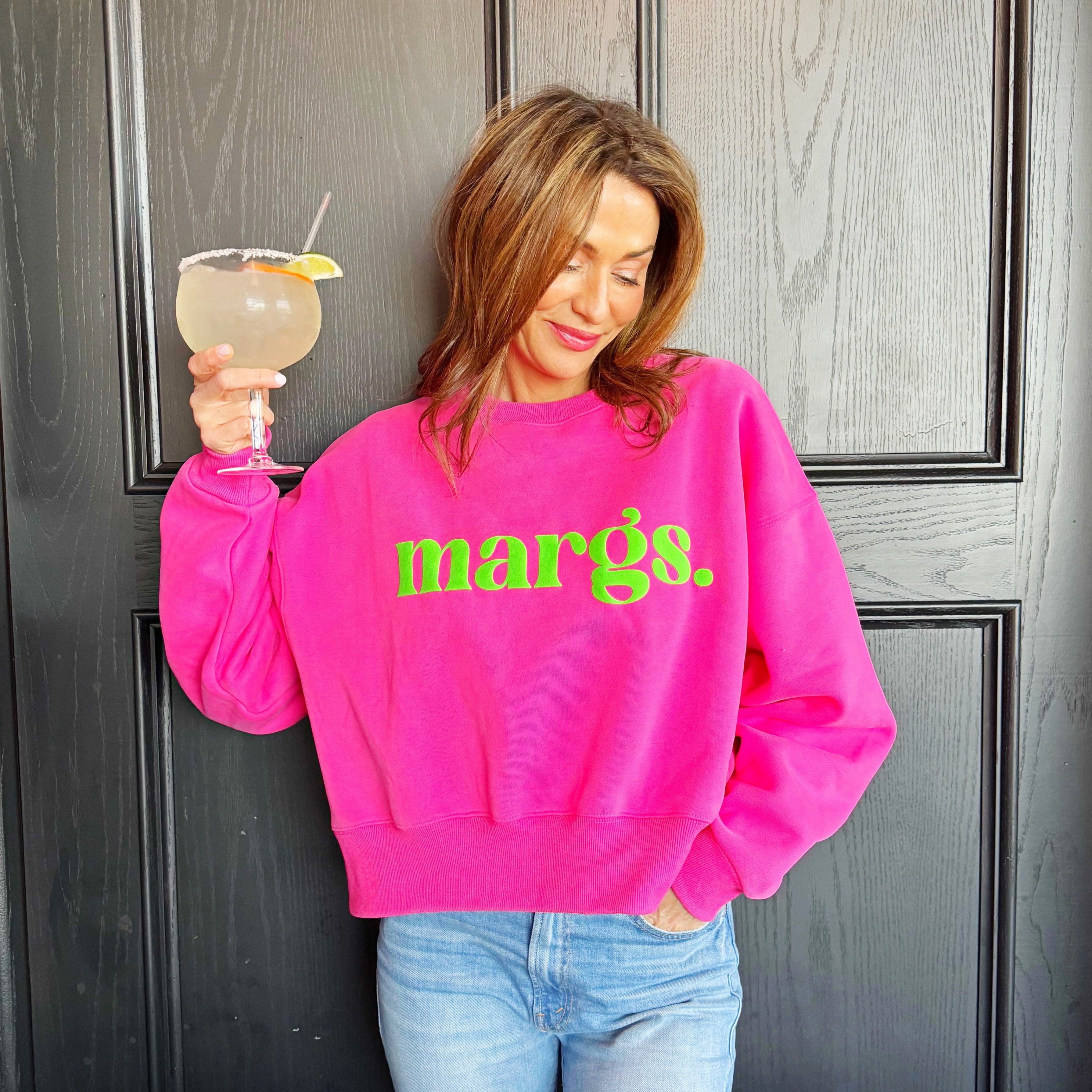 Margs Lime Puff Crop Sweatshirt