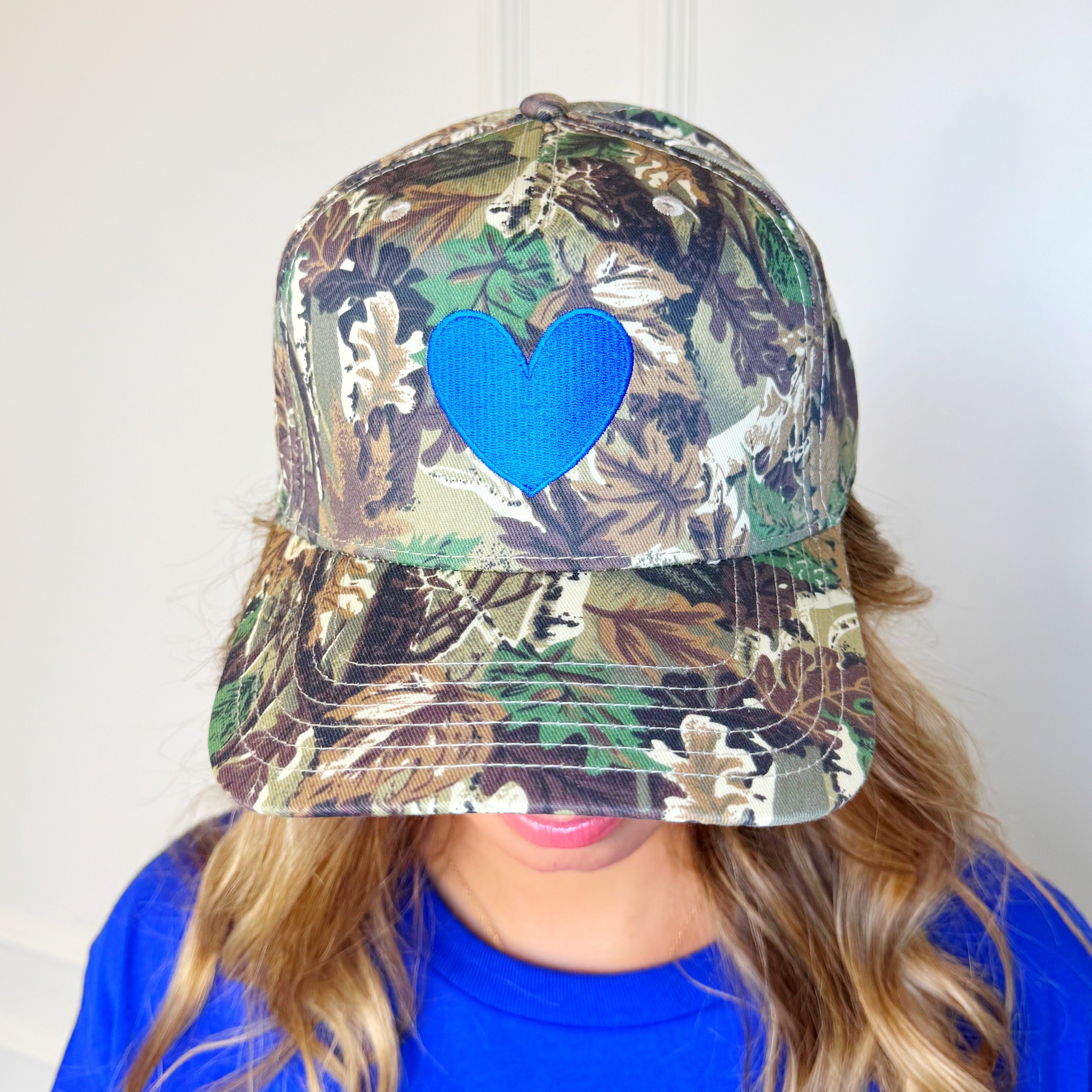 Blue Heart Camo Trucker Hat