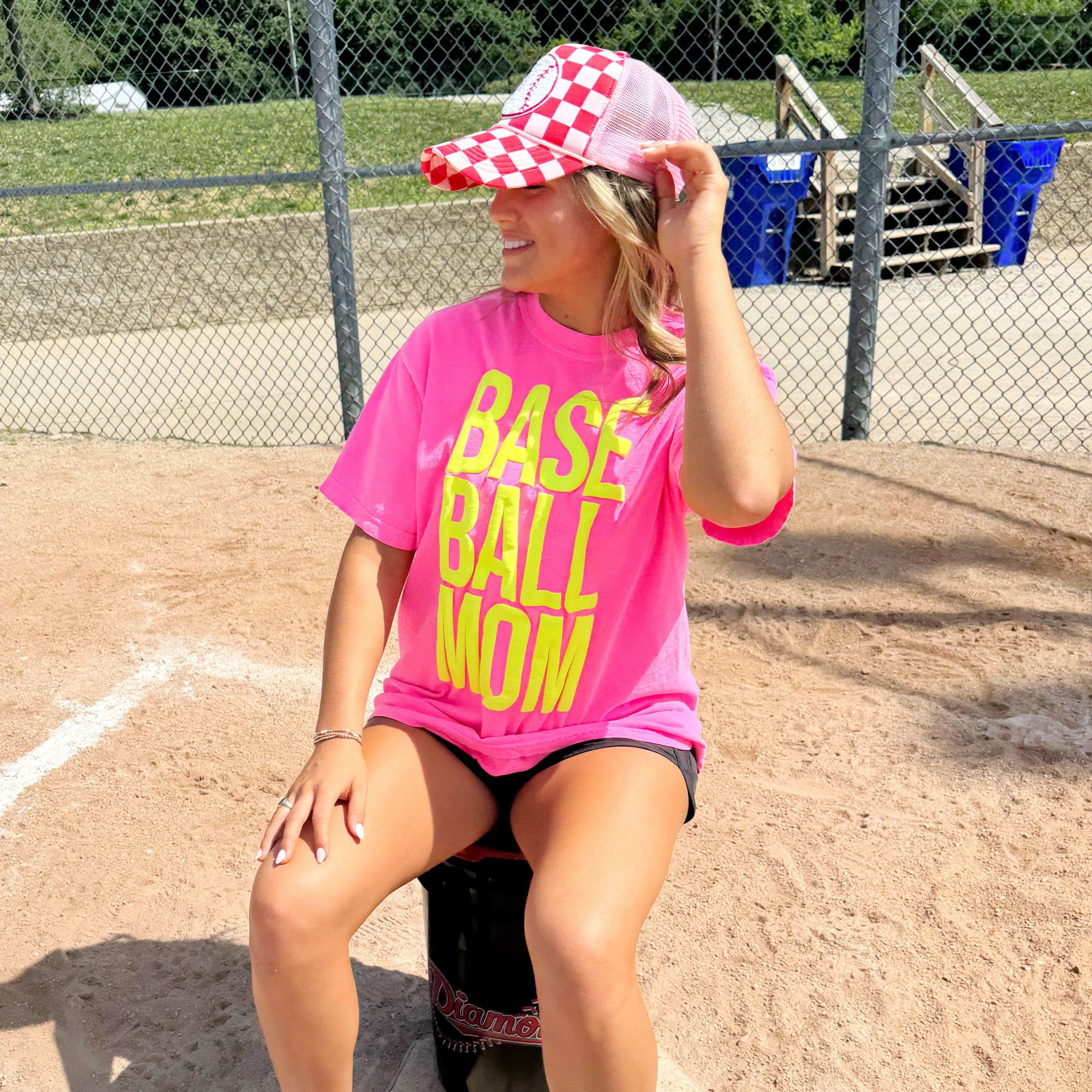 Puff Baseball Mom Neon Tee