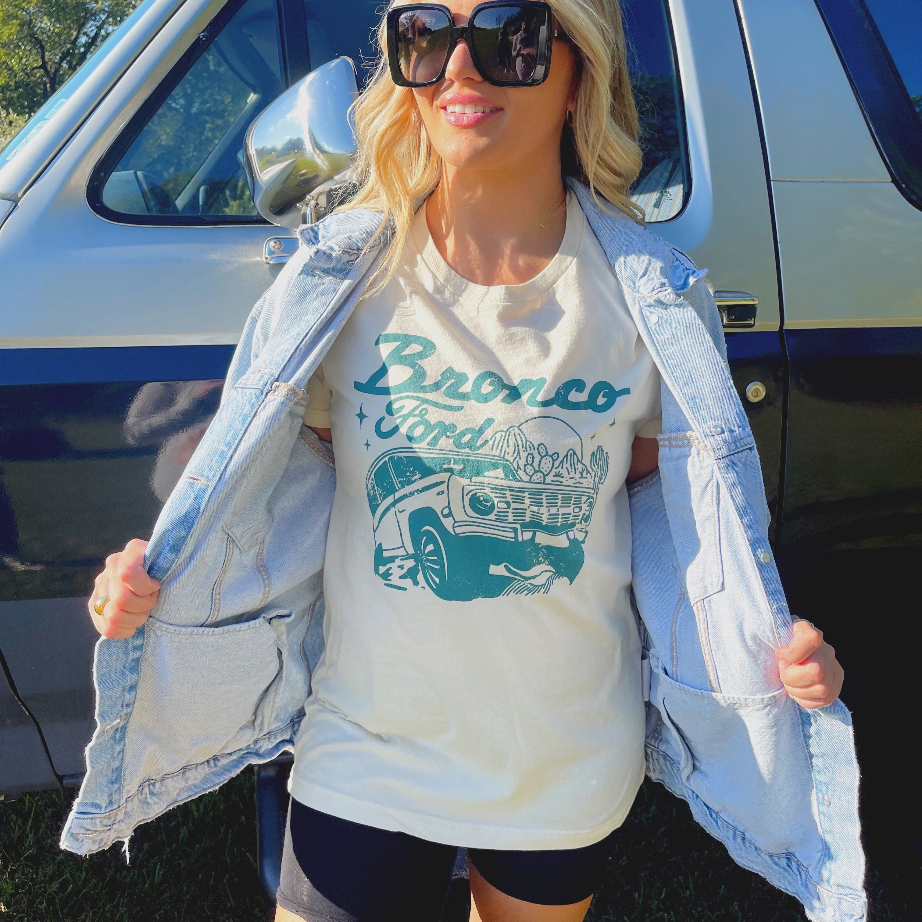 Teal Bronco Tee