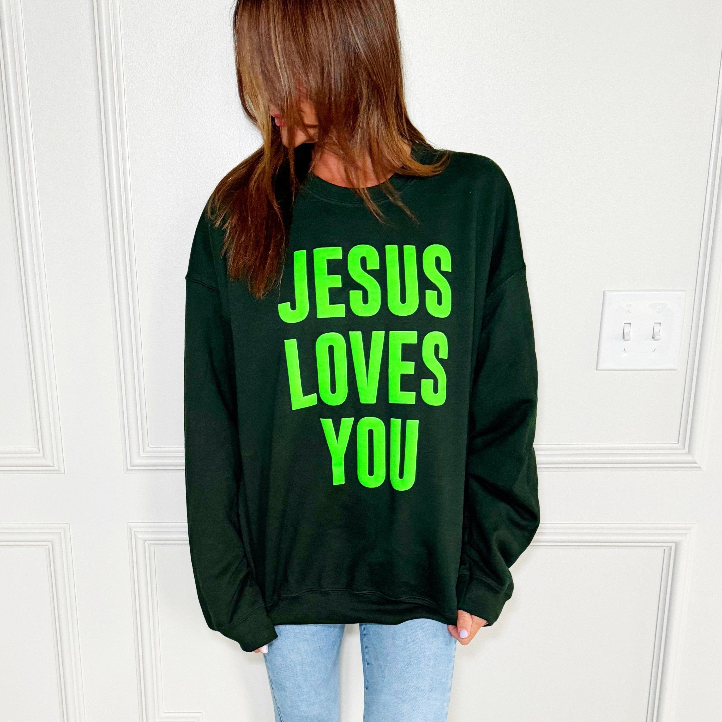 Puff Jesus Loves You Youth & Adult Sweatshirt