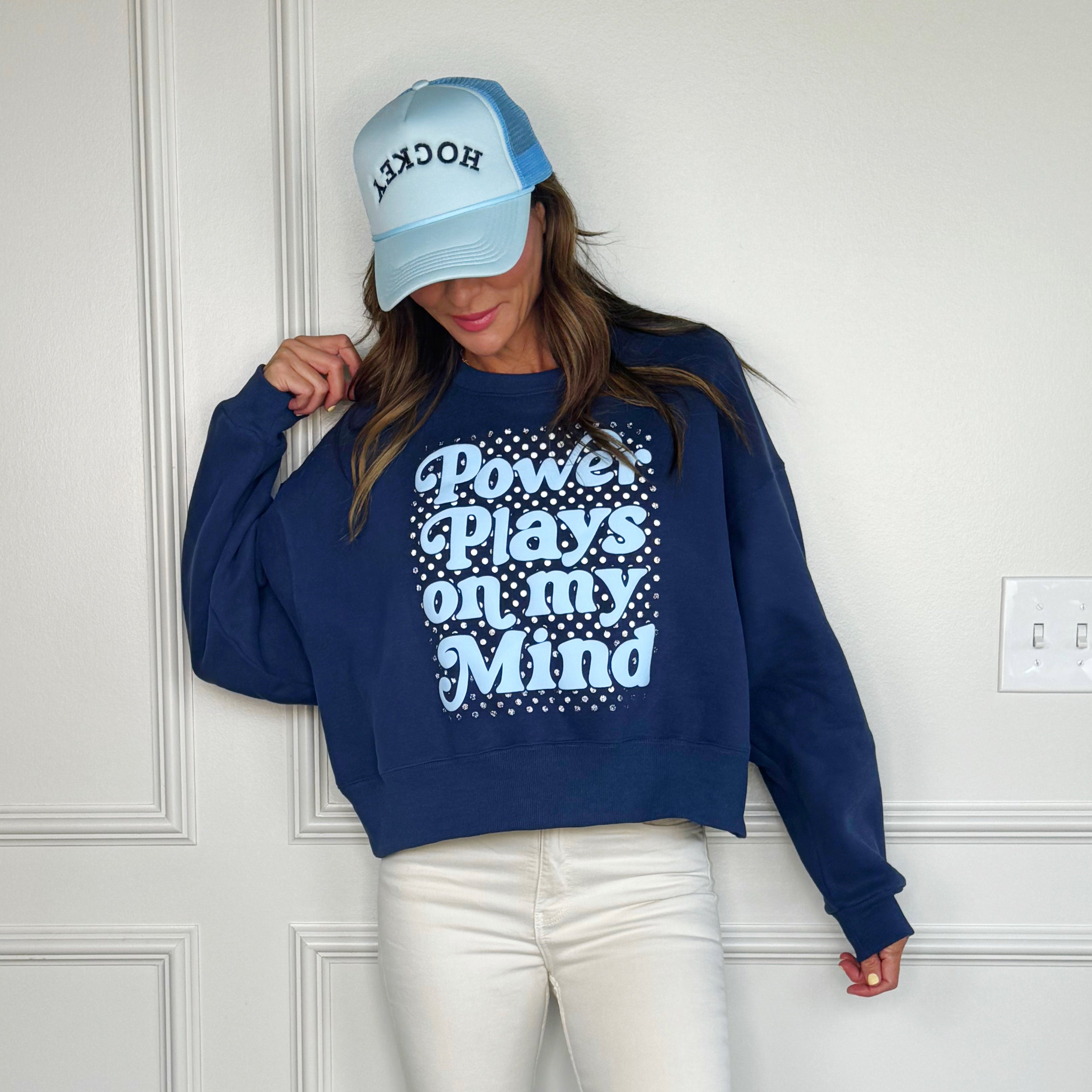 Power Plays On My Mind Puff Crop Sweatshirt