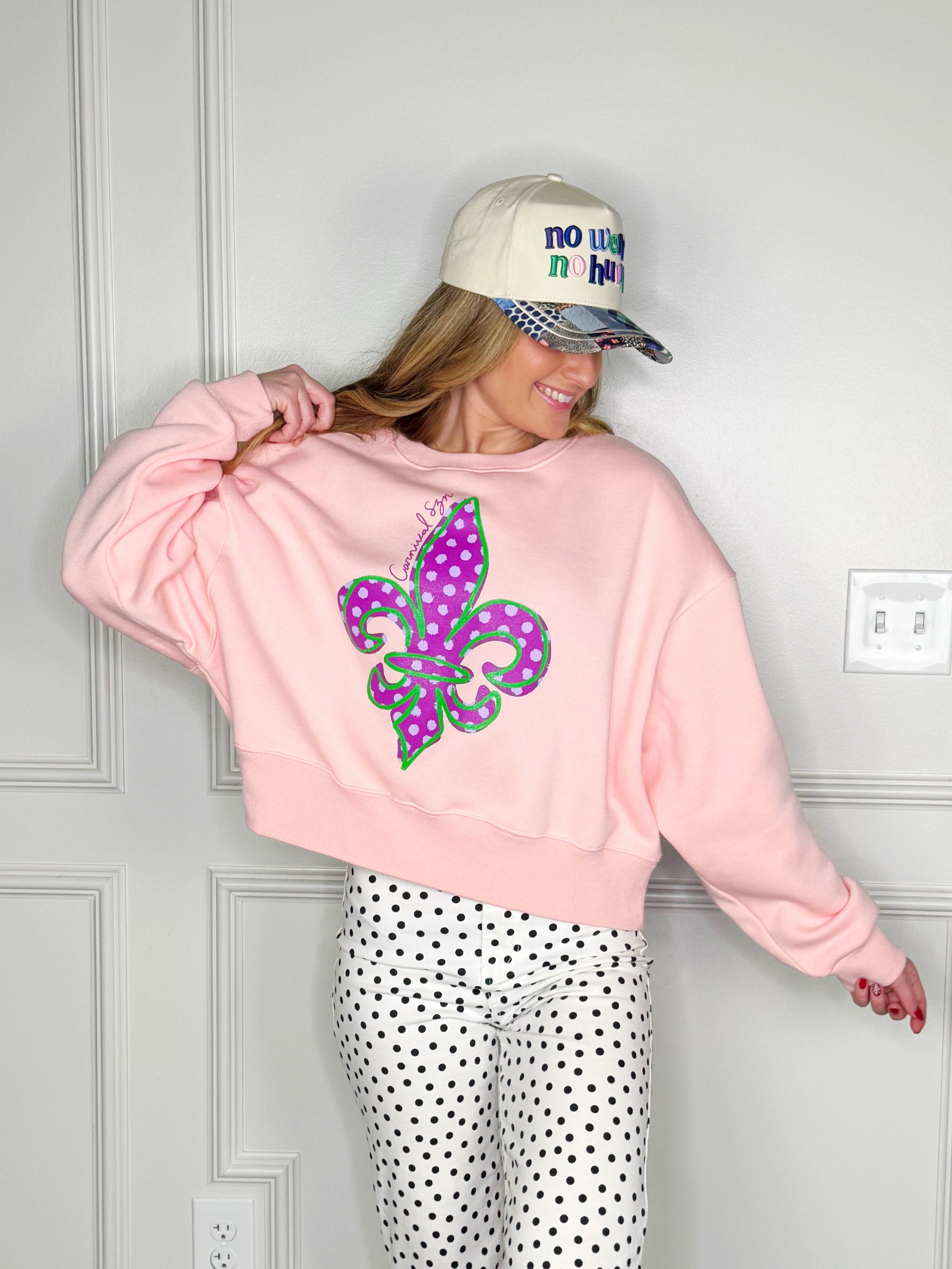 Fleur de Lis Crop Sweatshirt-Pre Order