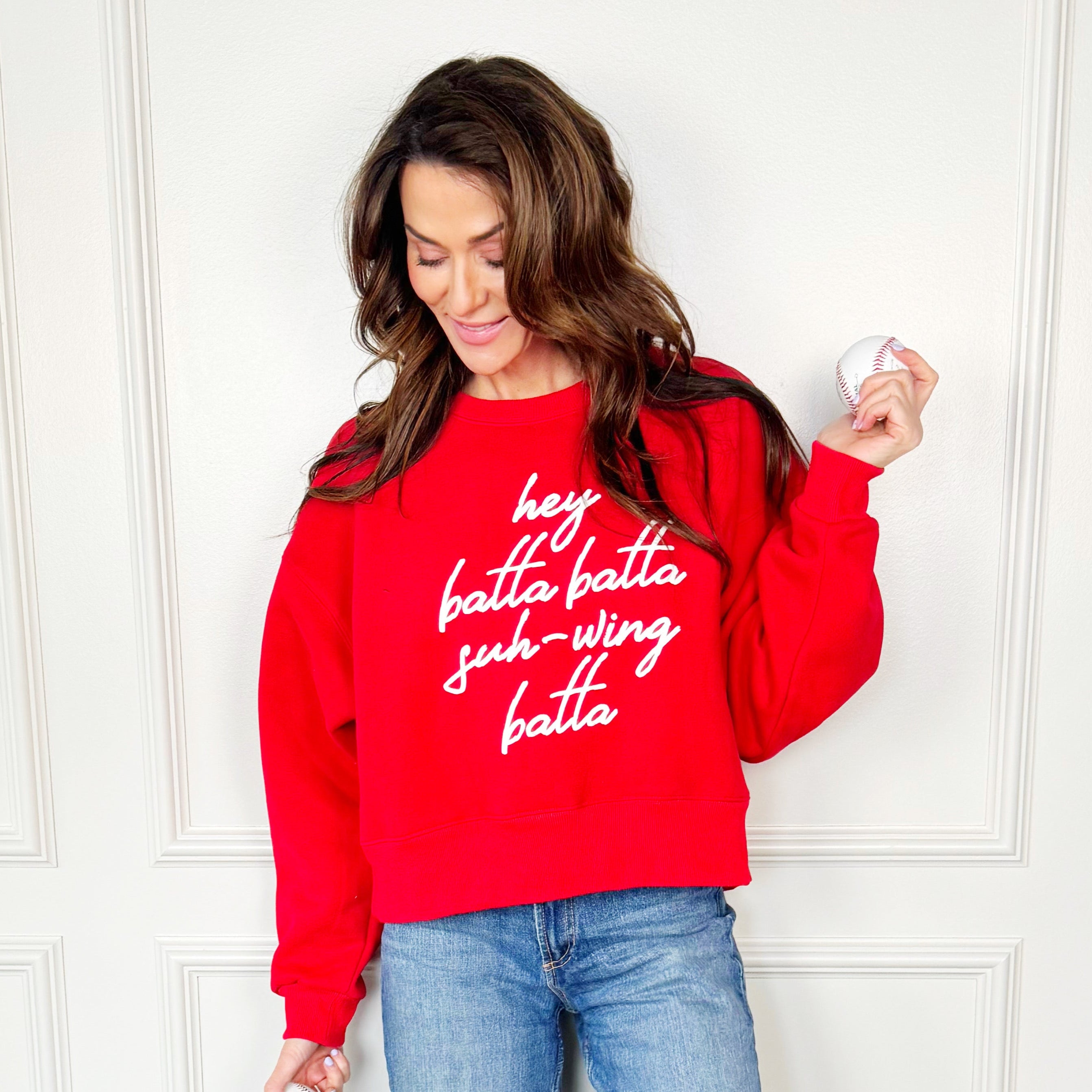 Hey Batta Swing Batta Puff Cropped Sweatshirt