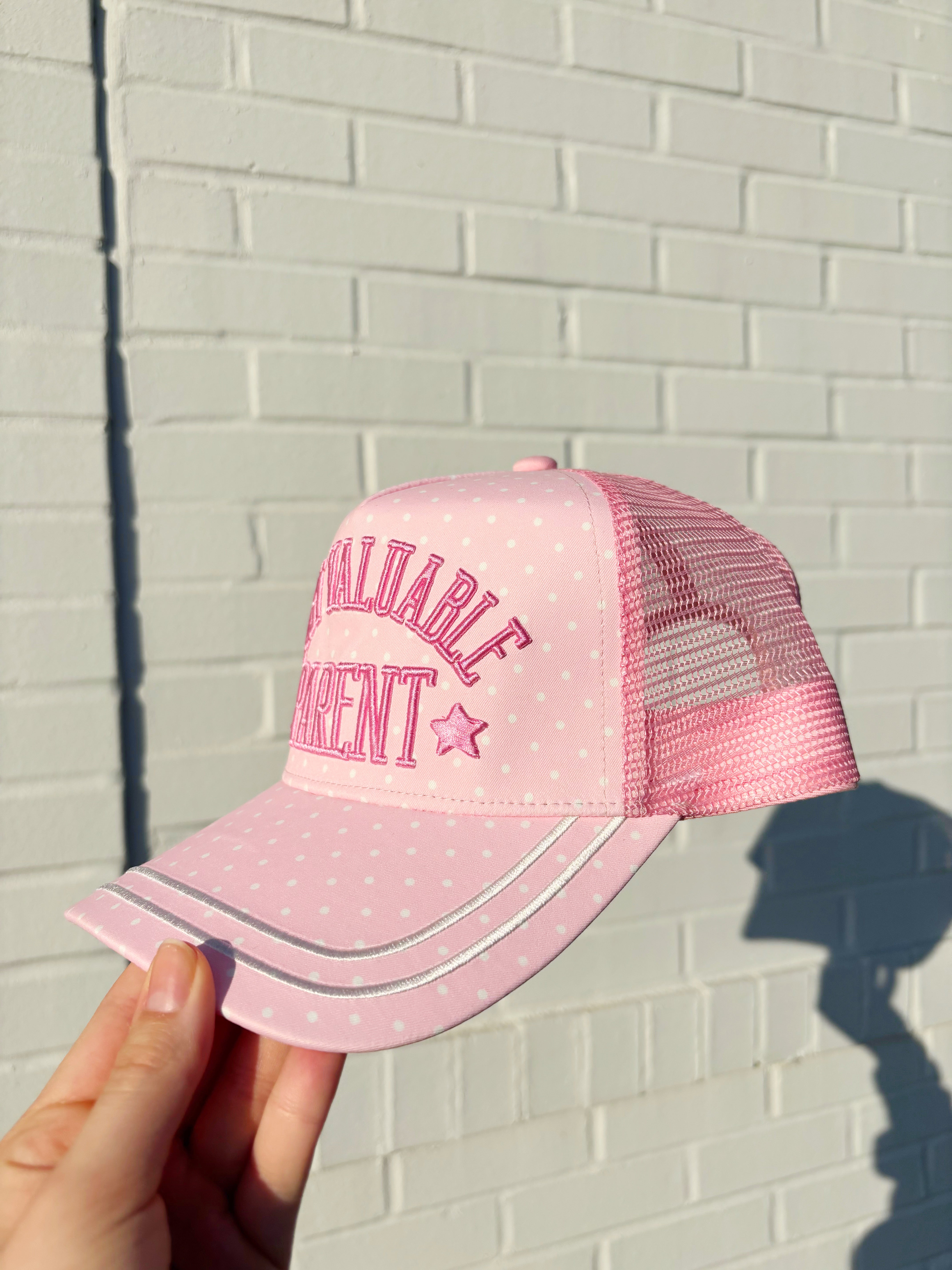 Pink Polka Dot Most Valuable Parent Hat - Pre Order