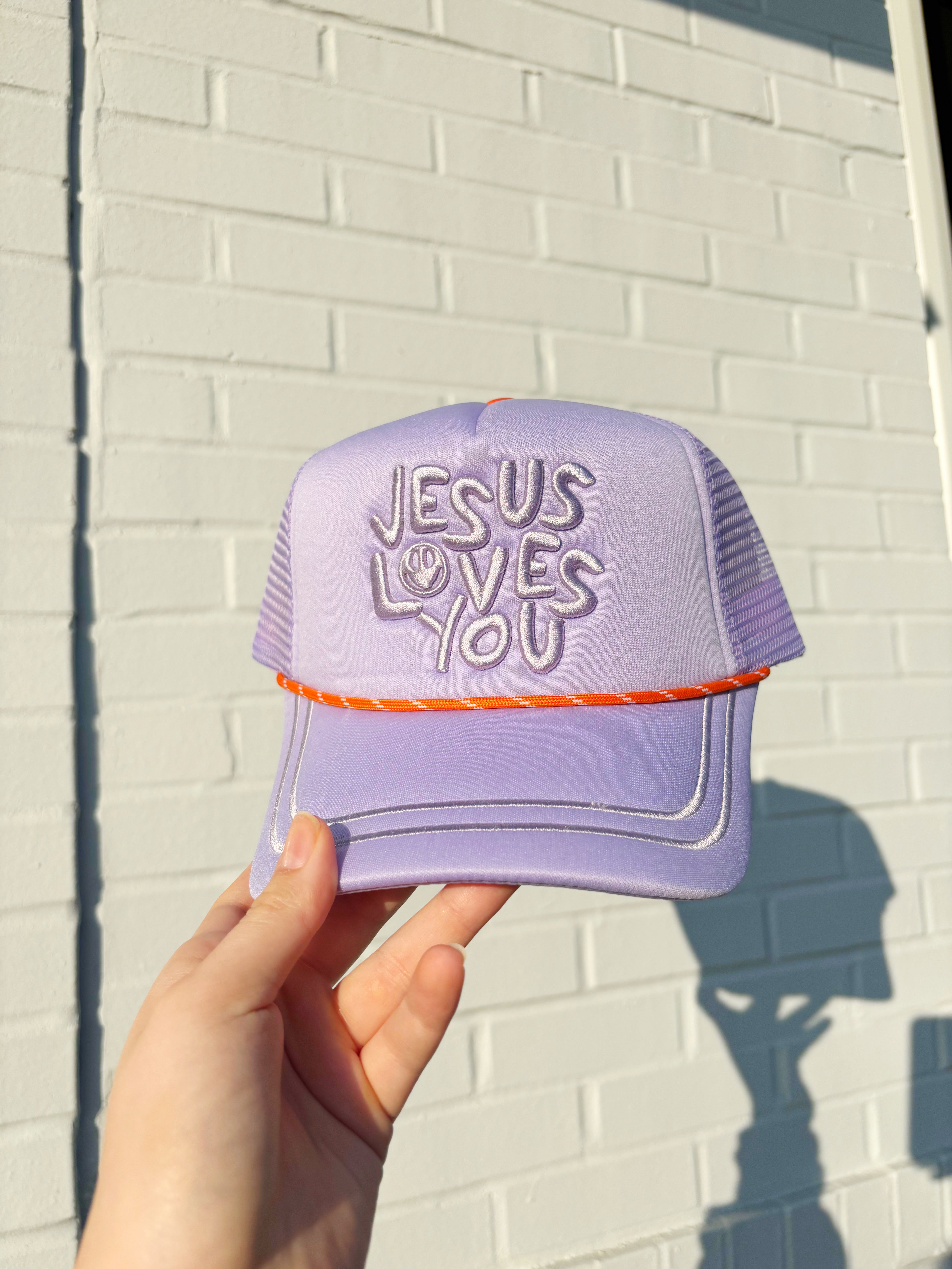 Purple Jesus Loves You Smiley Hat - Pre Order