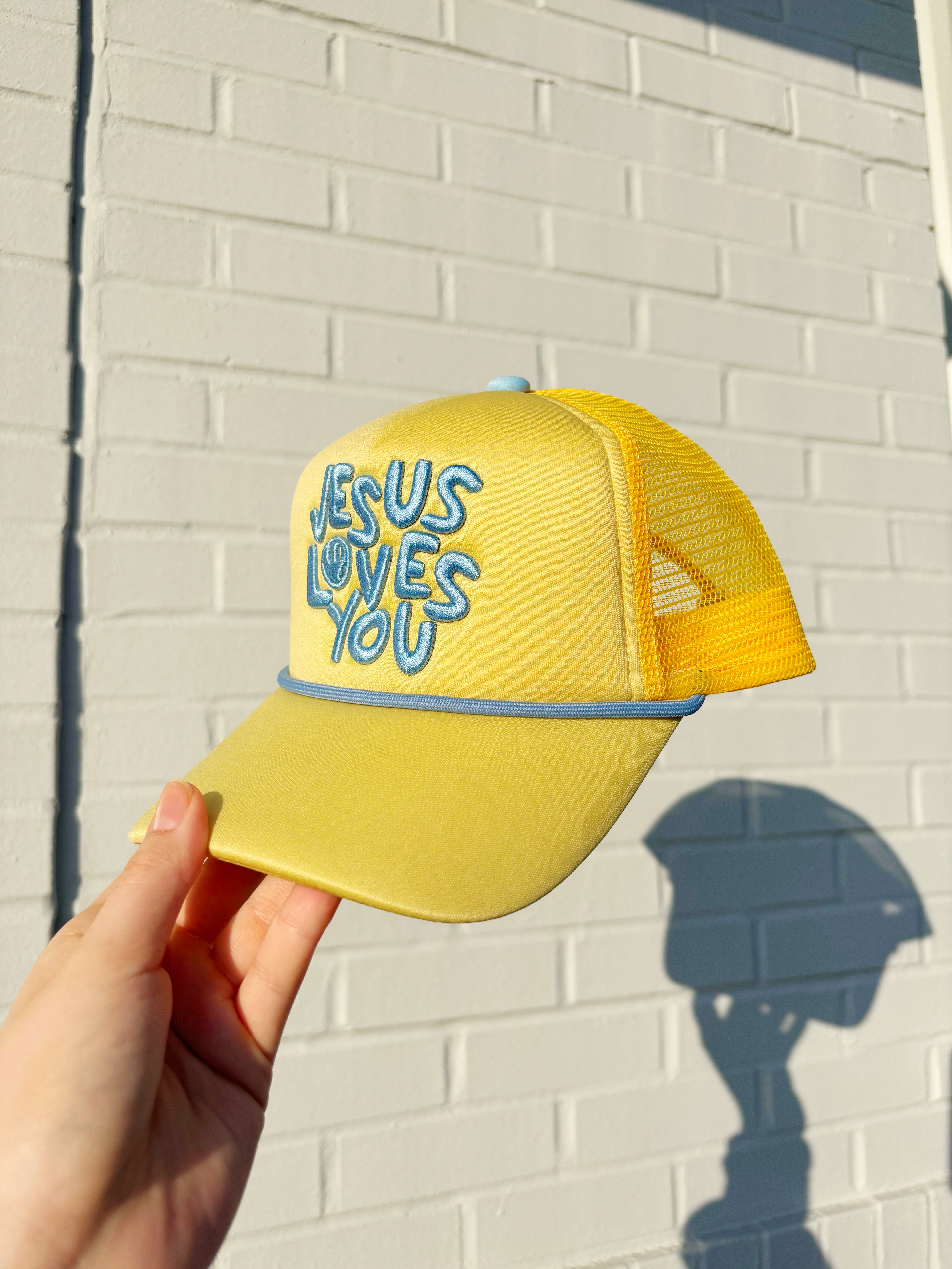 Yellow Jesus Loves You Smiley Hat - Pre Order