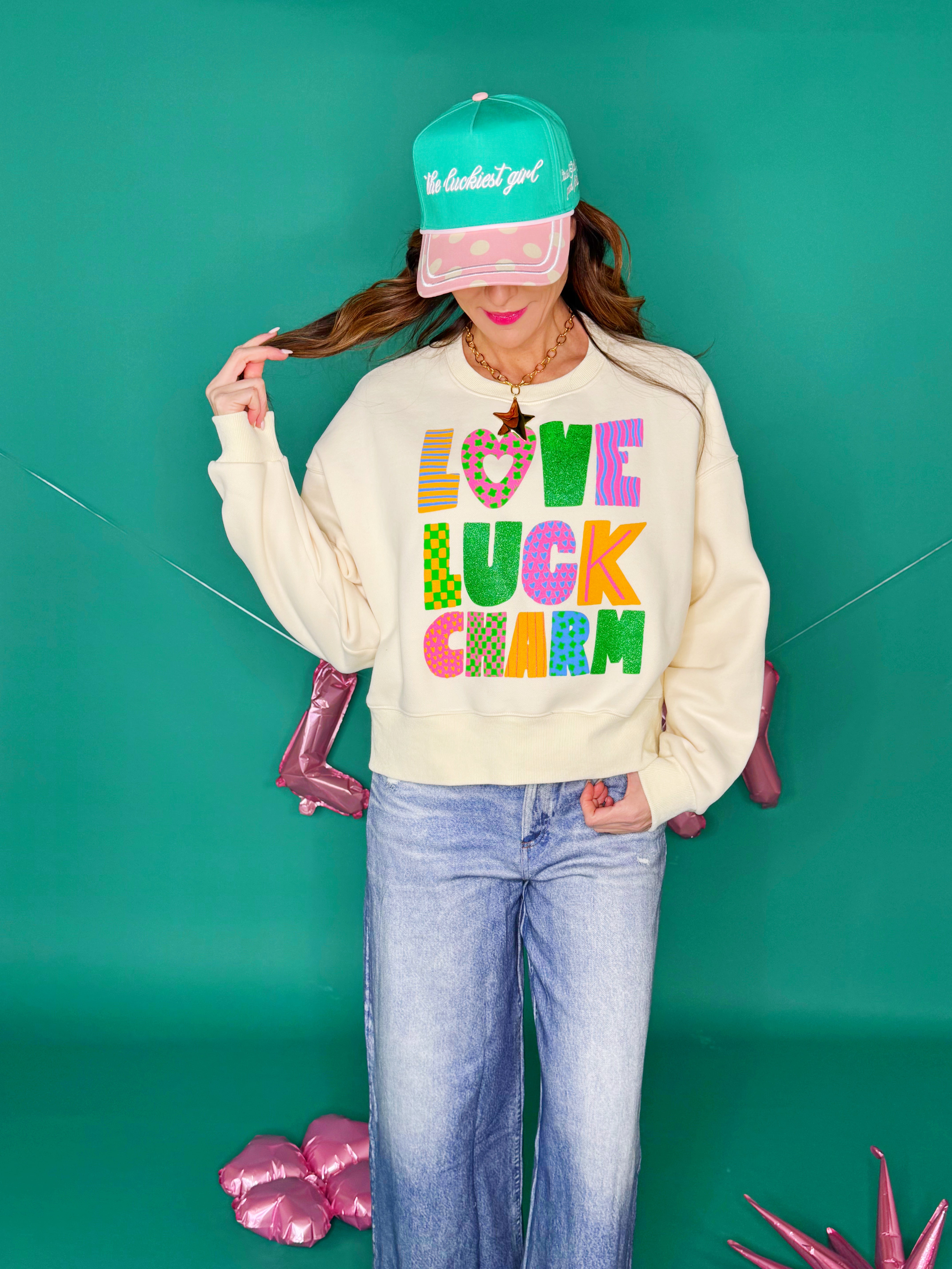 Love Luck Charm Crop Sweatshirt