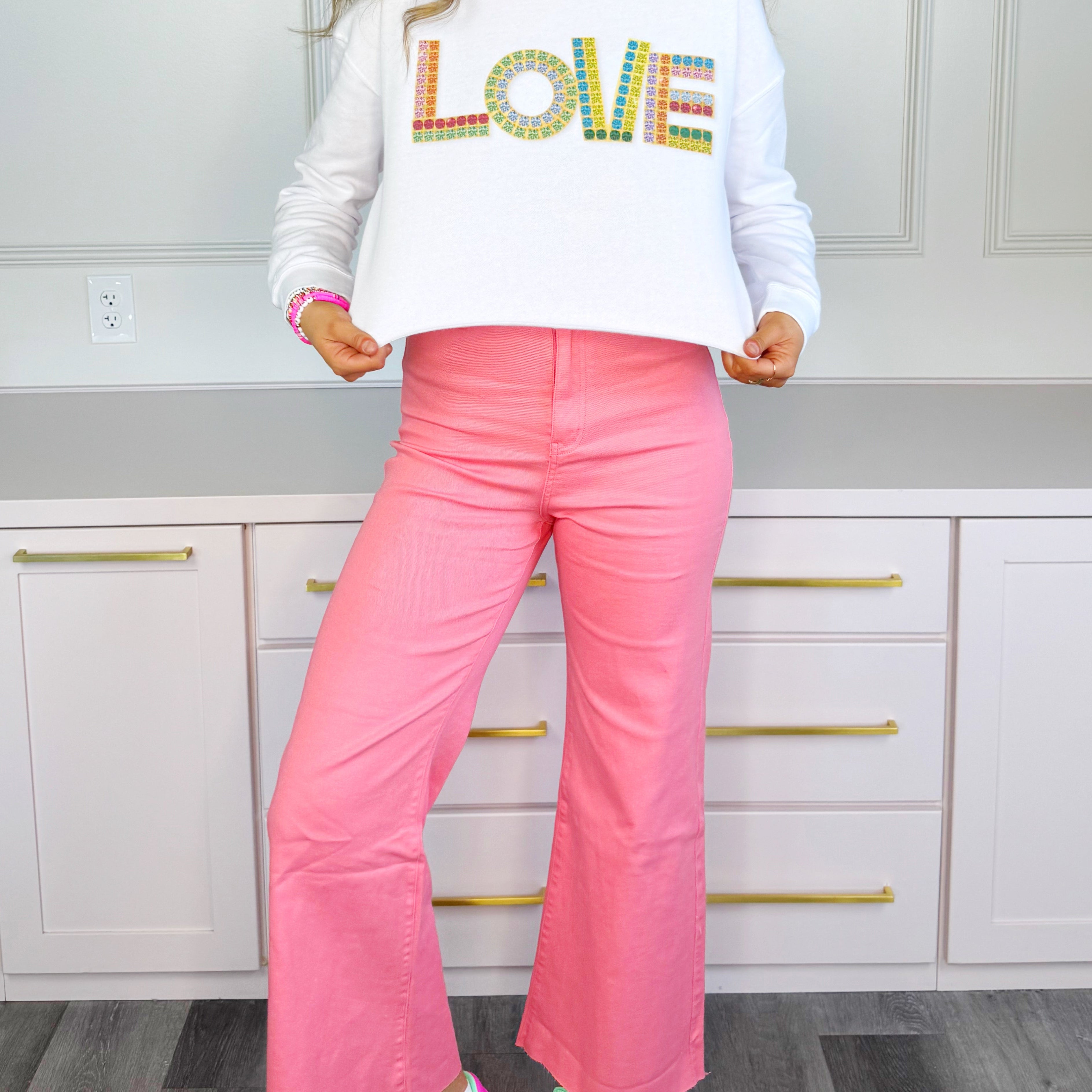 Flamingo Pink High Rise Wide Leg Crop