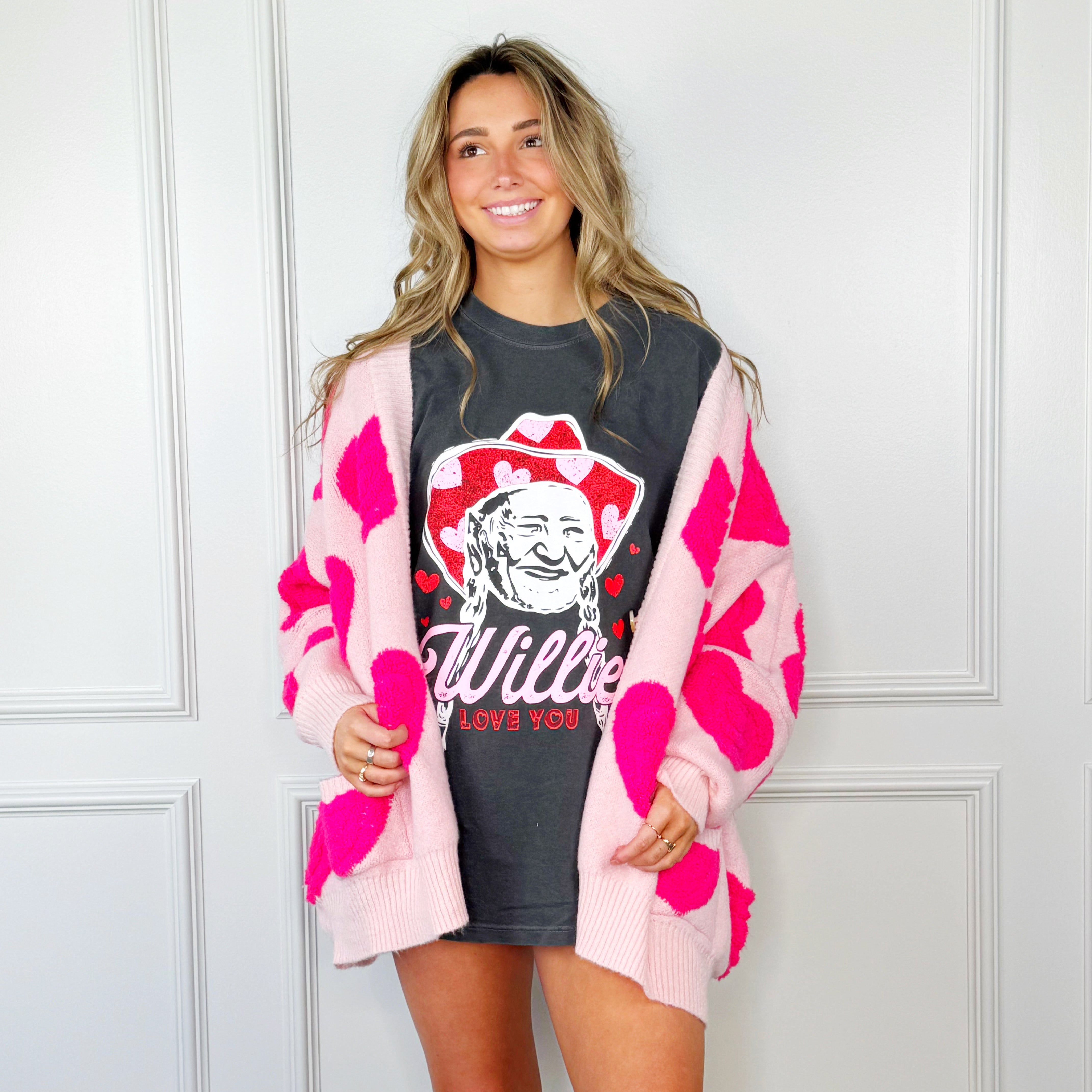 Pink Big Heart Cardigan