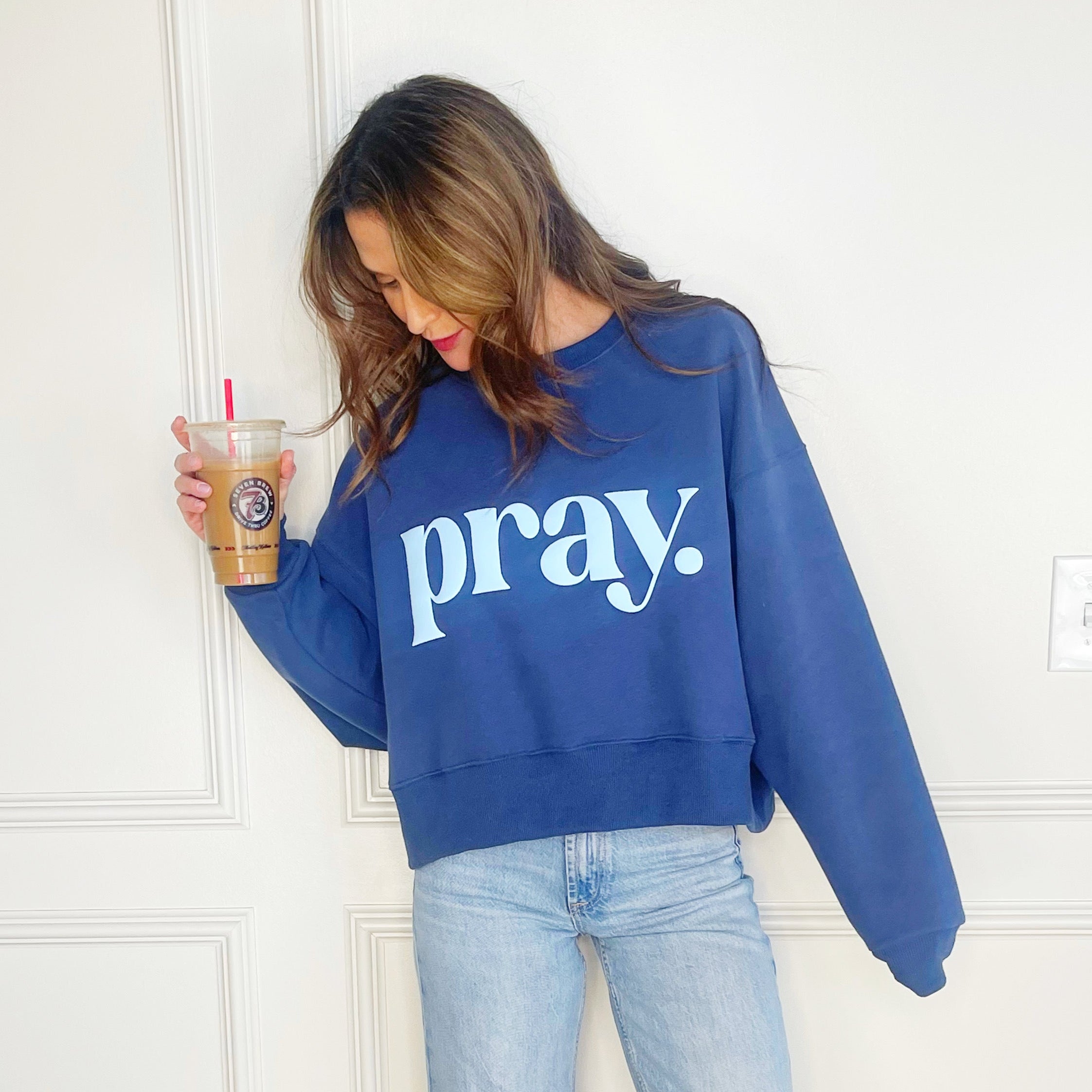 pray. Puff Crop Sweatshirt