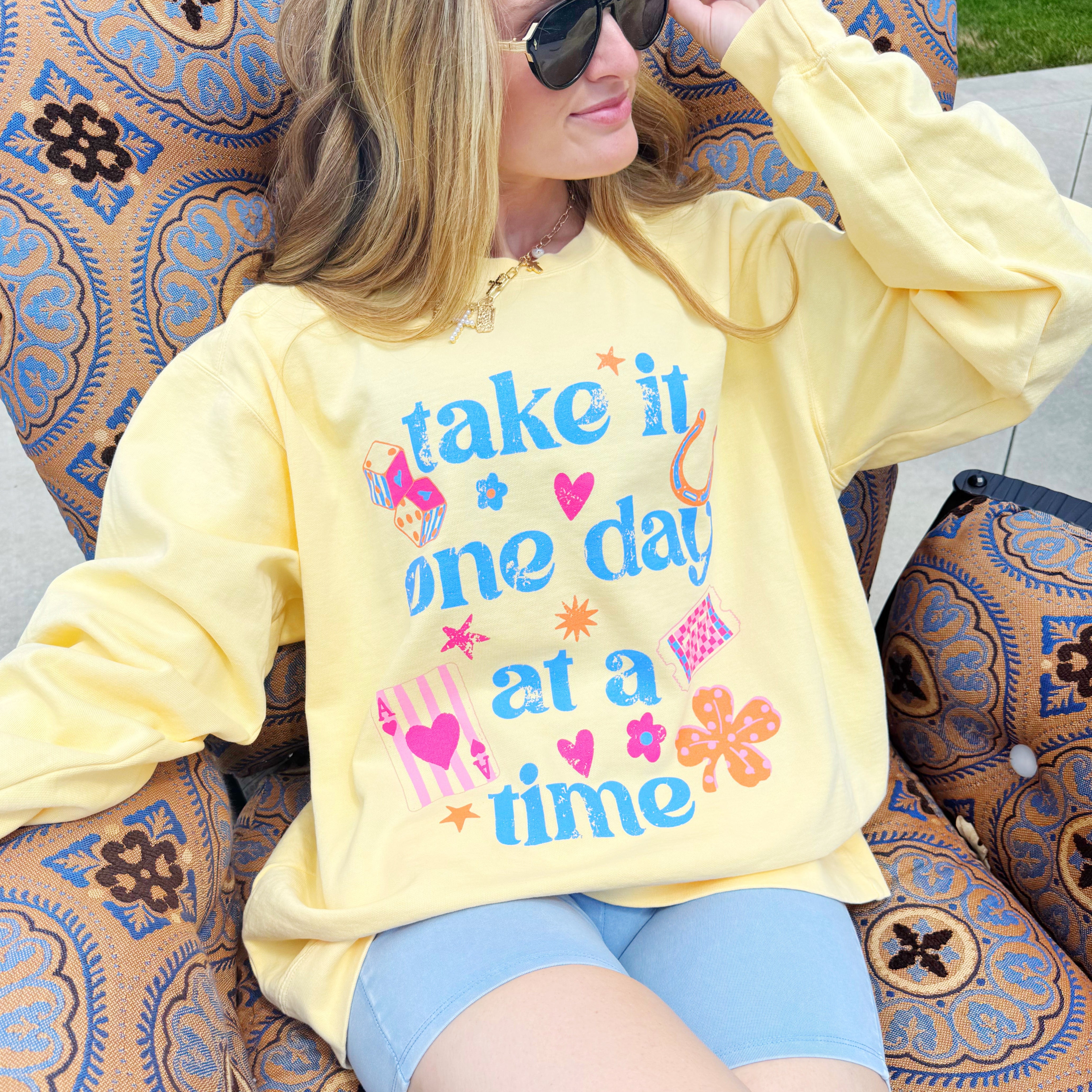 Take it One Day at a Time Yellow Sweatshirt