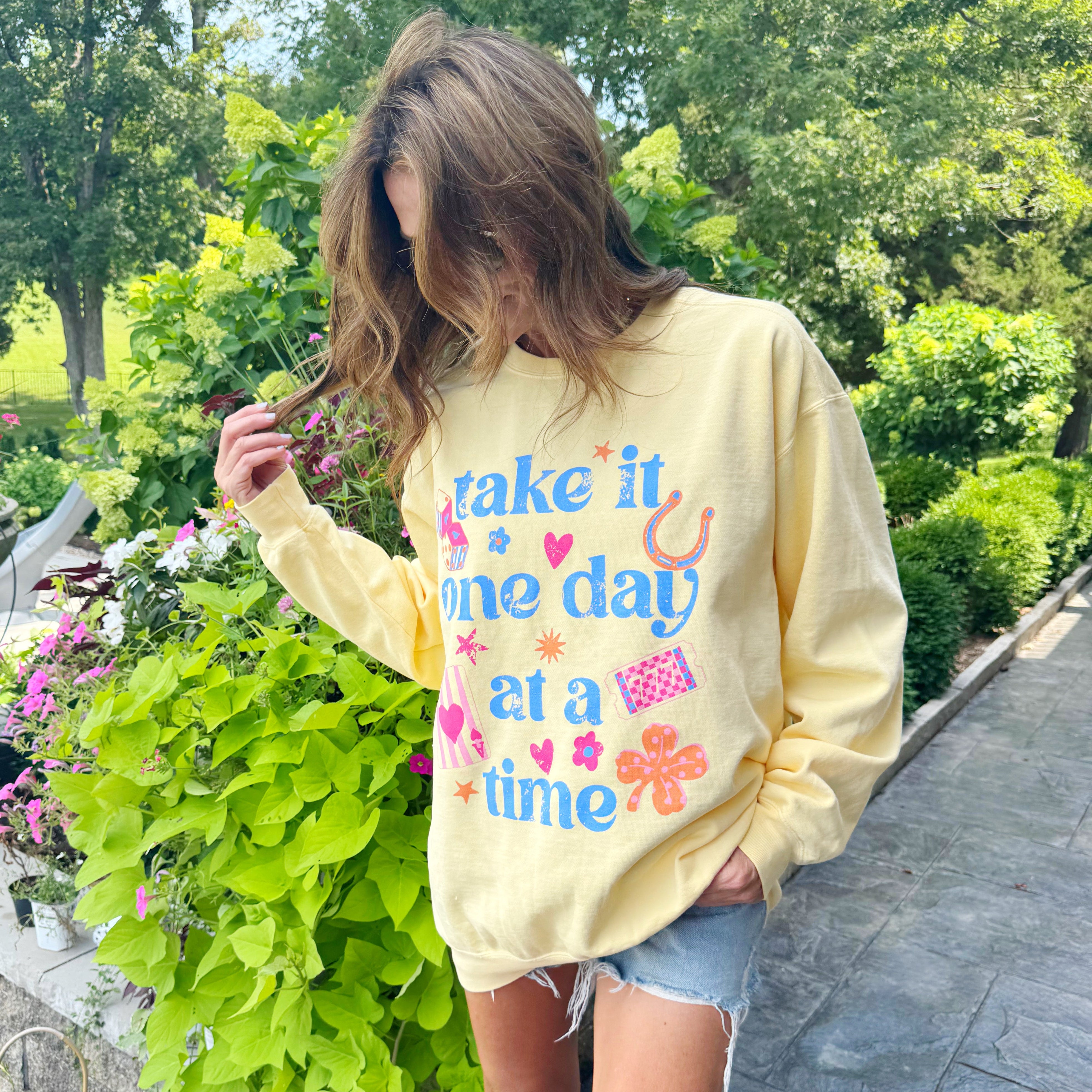 Take it One Day at a Time Yellow Sweatshirt