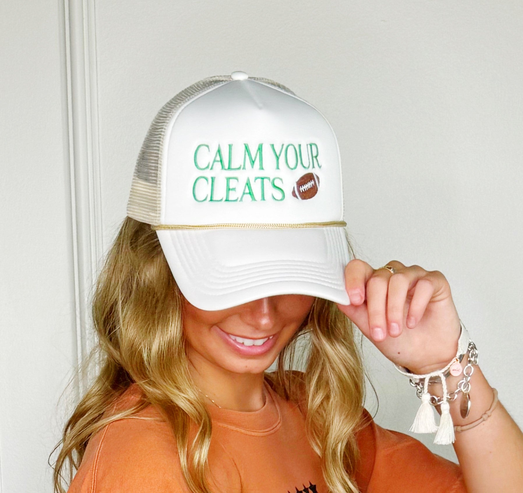 Calm Your Cleats Football P&P Trucker Hat
