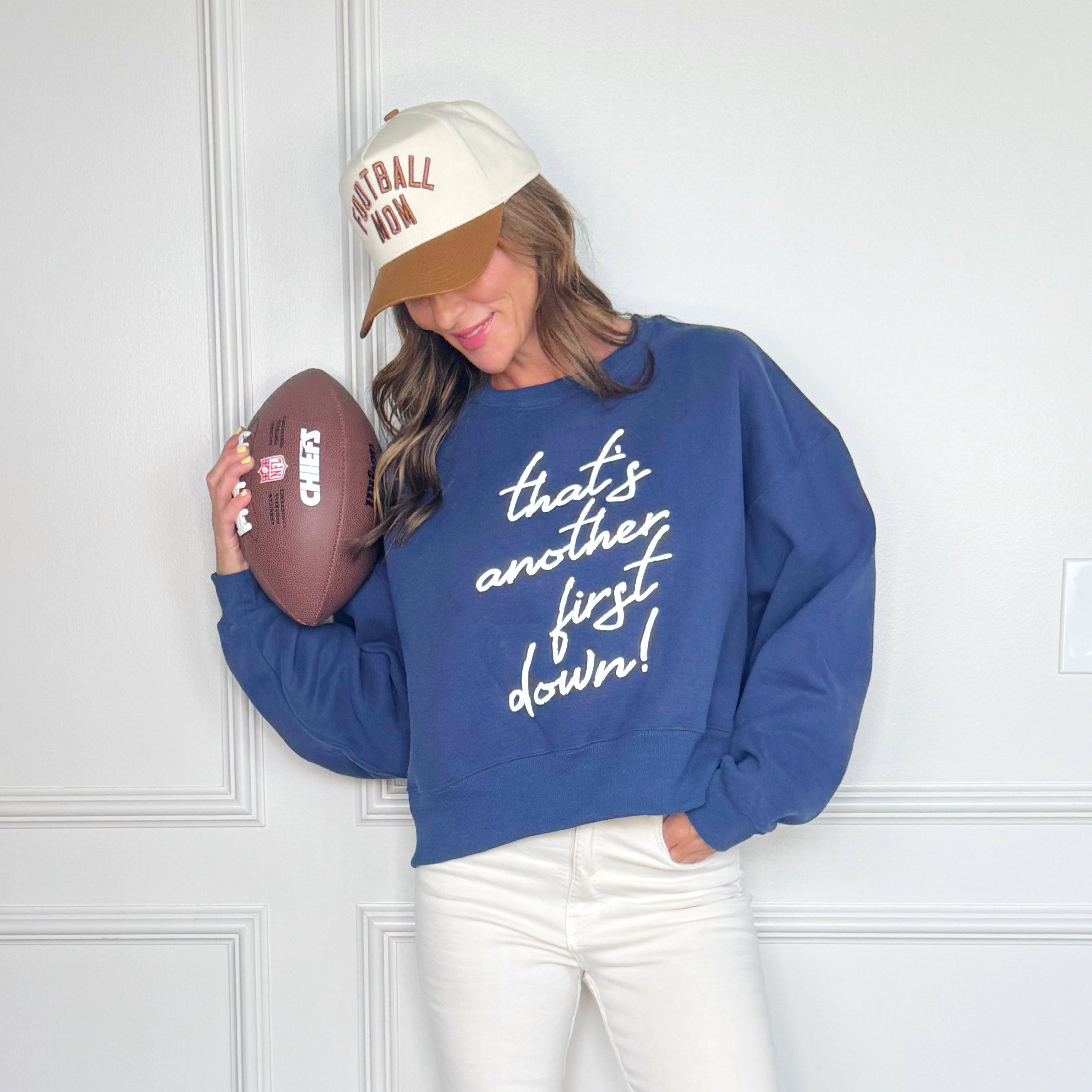That's Another First Down Puff Crop Sweatshirt