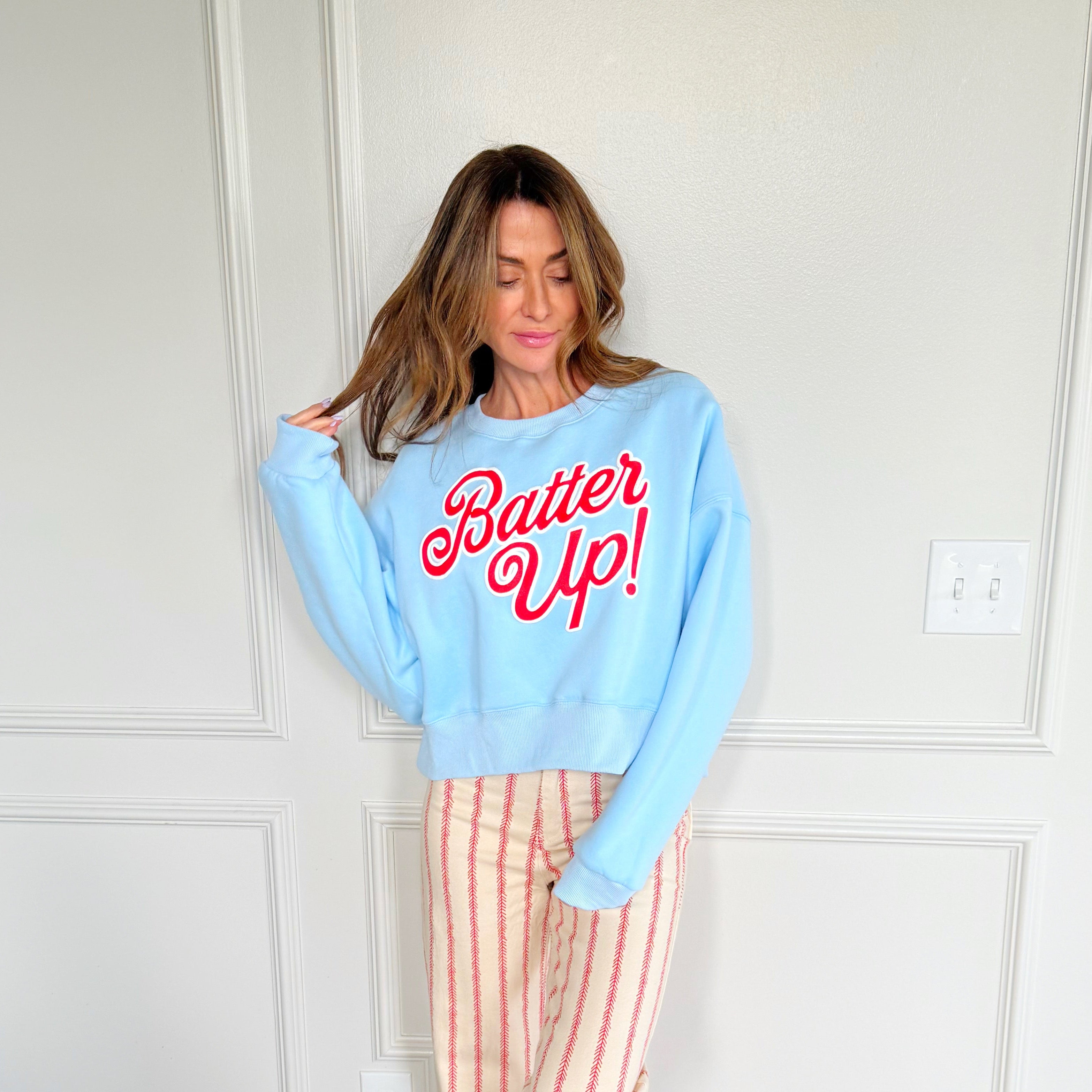 Batter Up Crop Sweatshirt