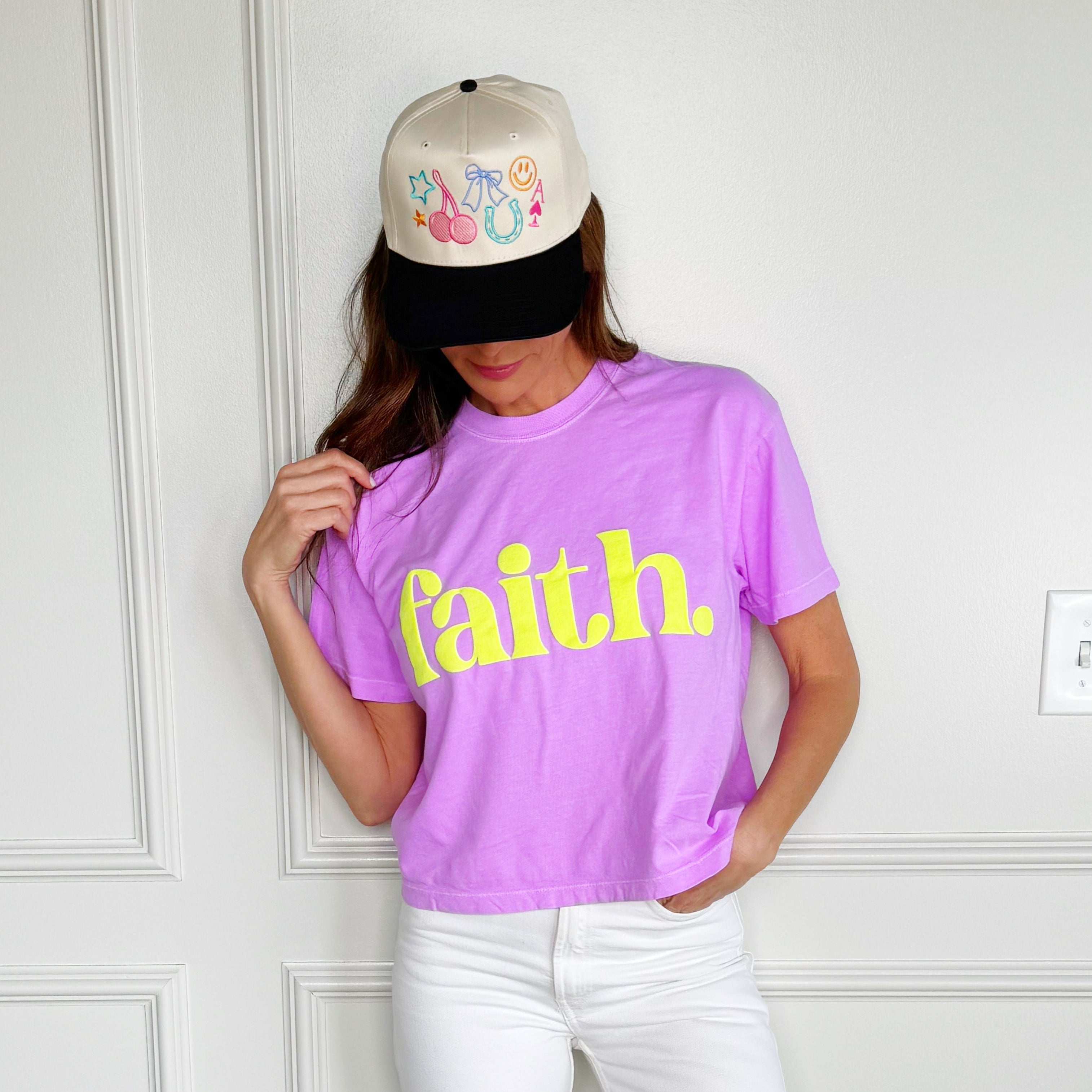 Puff Neon Faith. Crop Tee