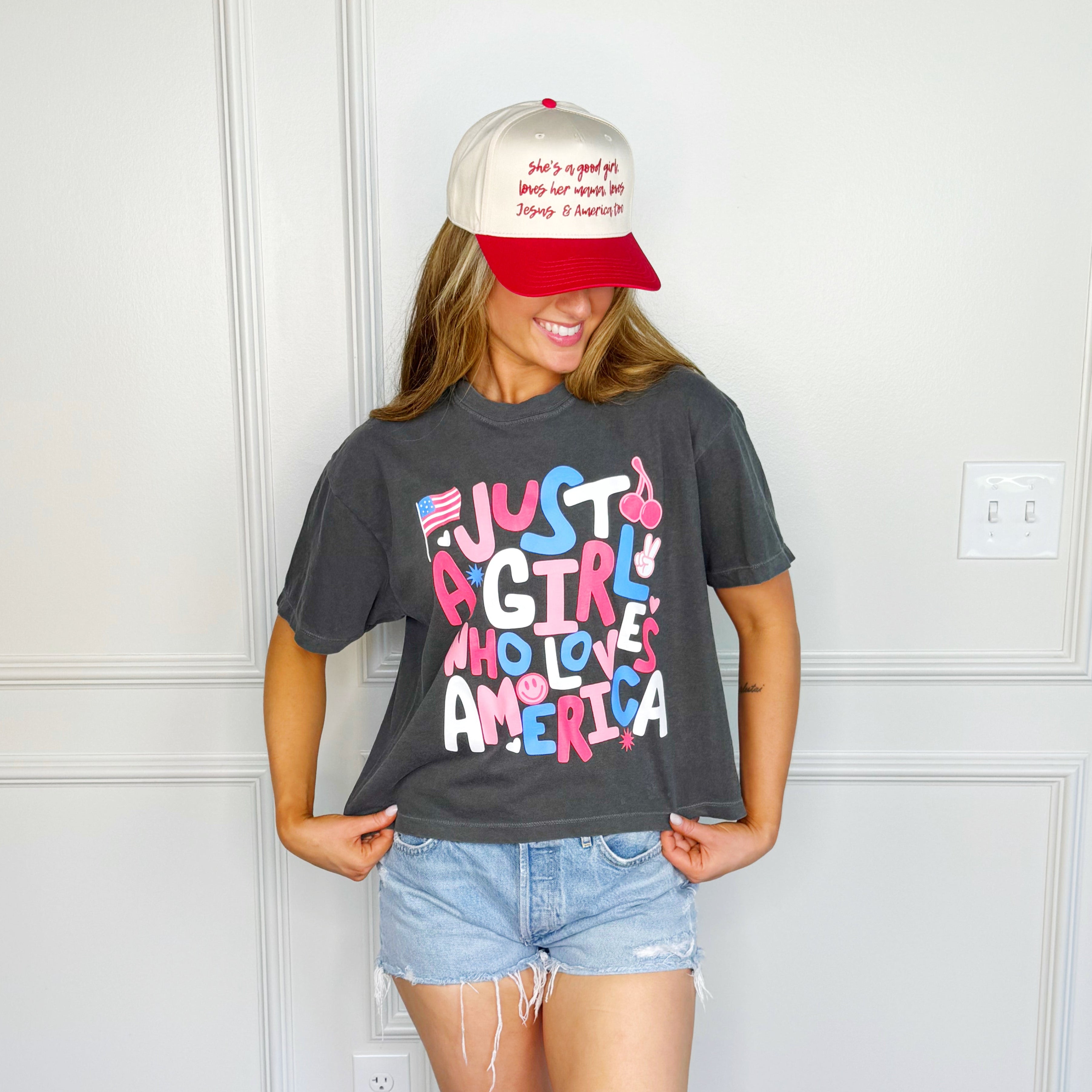 Just a Girl Who Loves America Crop Tee