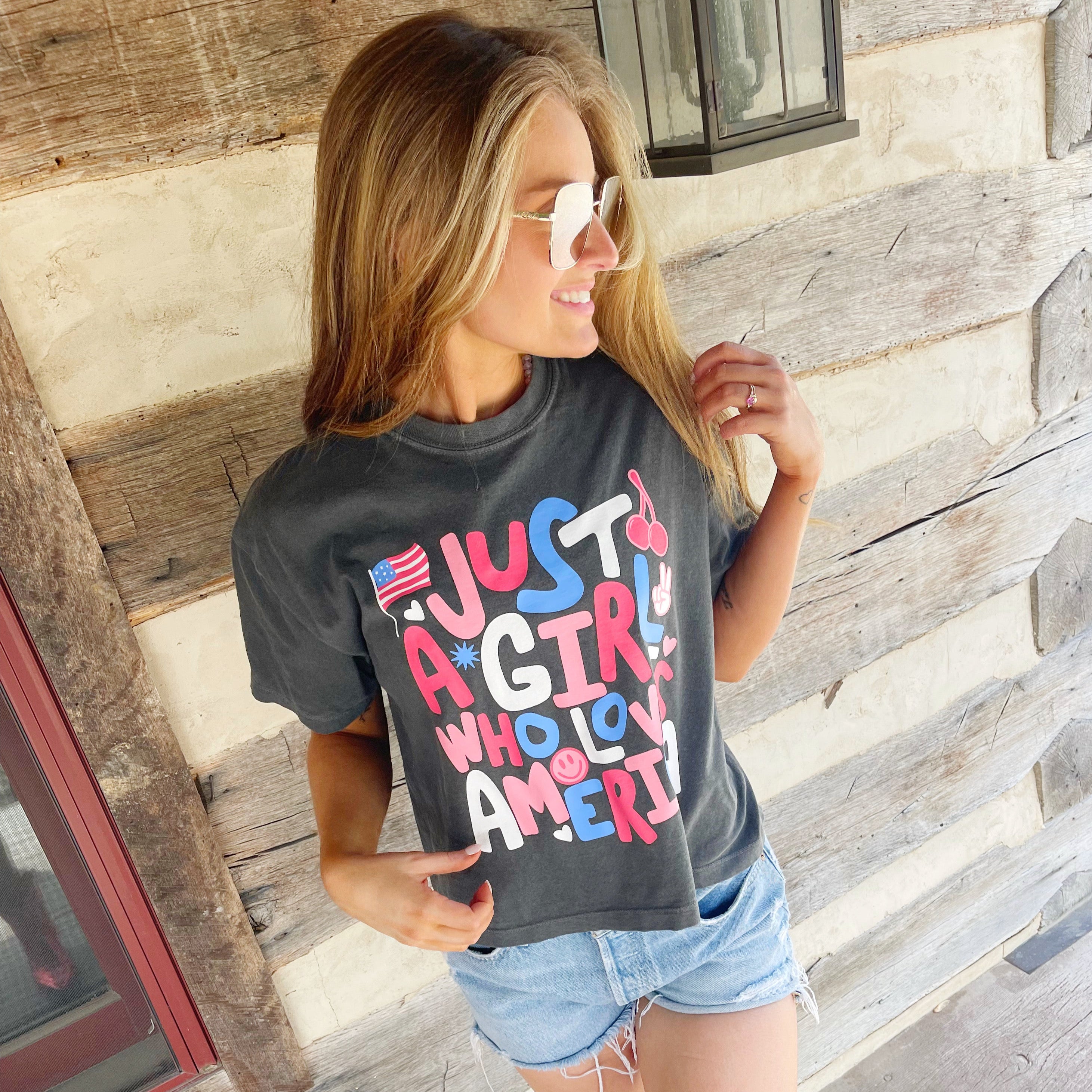 Just a Girl Who Loves America Crop Tee