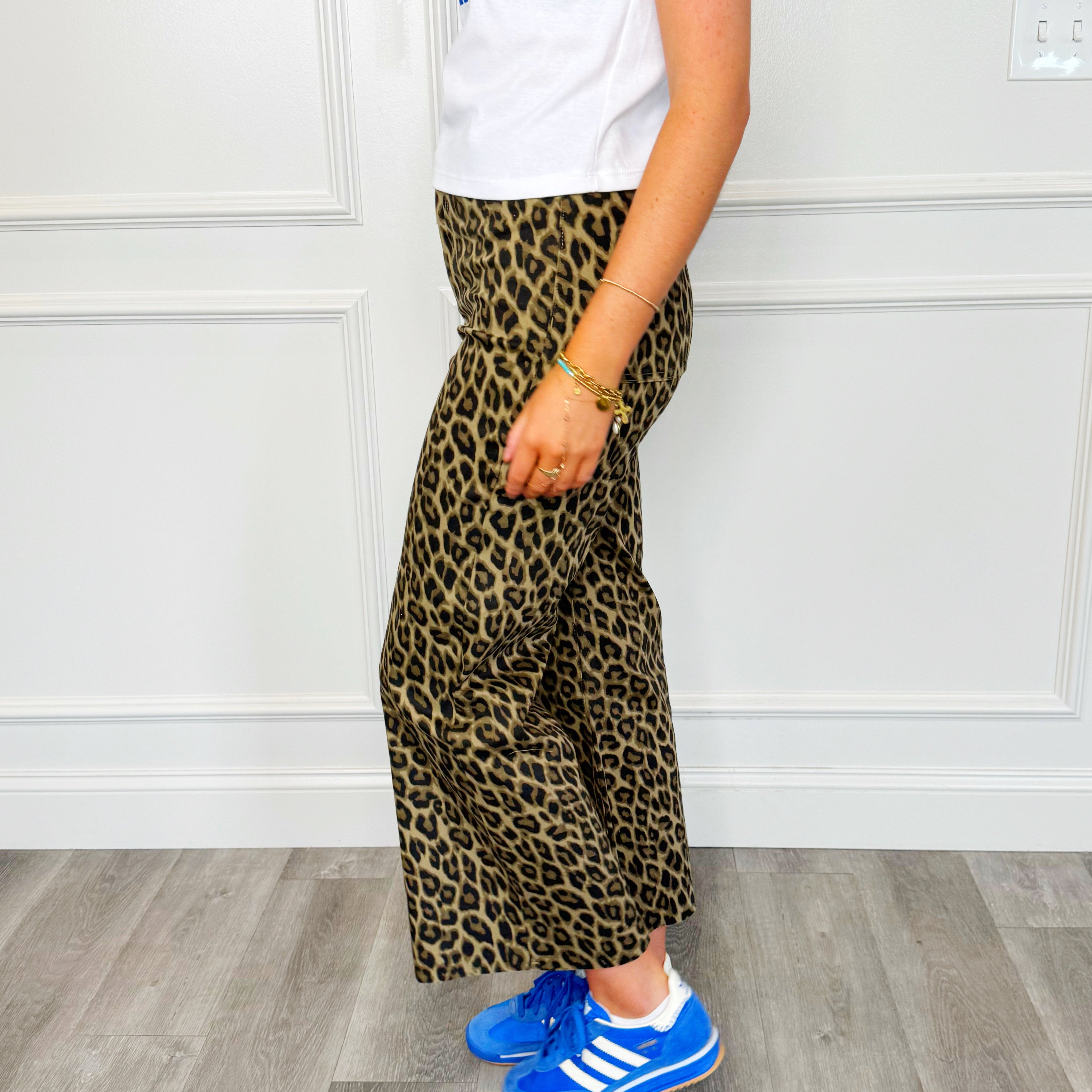 Leopard Wide Leg Denim Pant