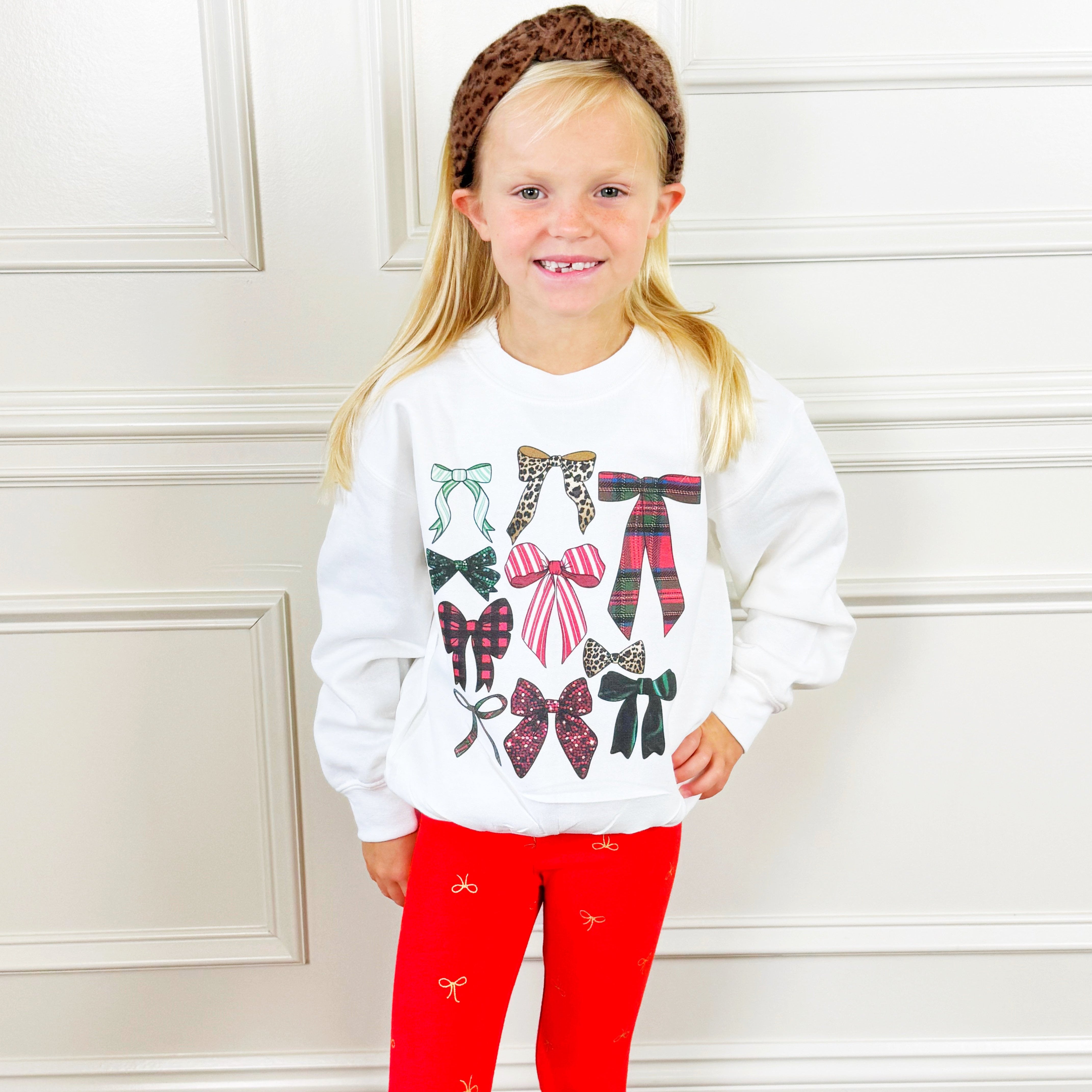Holiday Bow Collage Youth Sweatshirt