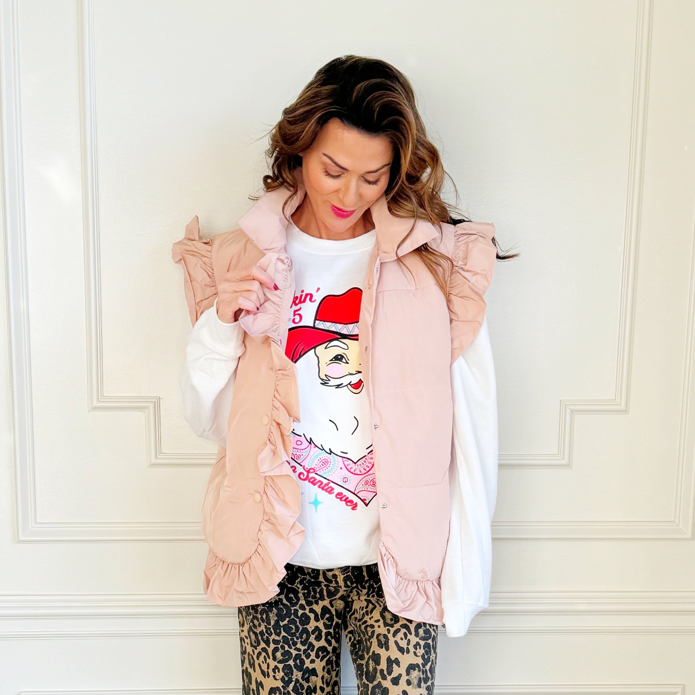 Ruffled Blush Puffer Vest